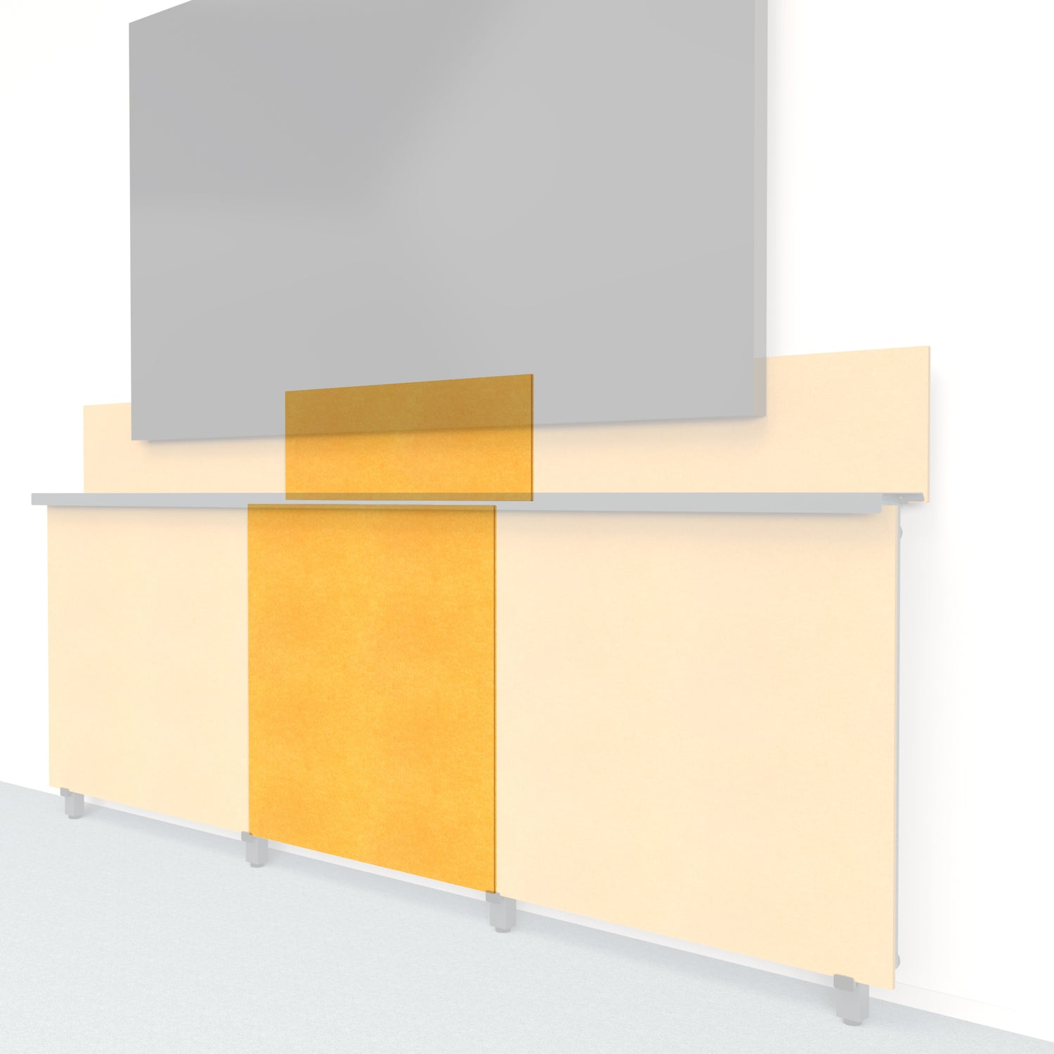 Heckler Framework Tall Inner Panel &amp; Backsplash in Mustard Felt Right — modular mustard-yellow PET felt AV wall panel for the Heckler Framework system.