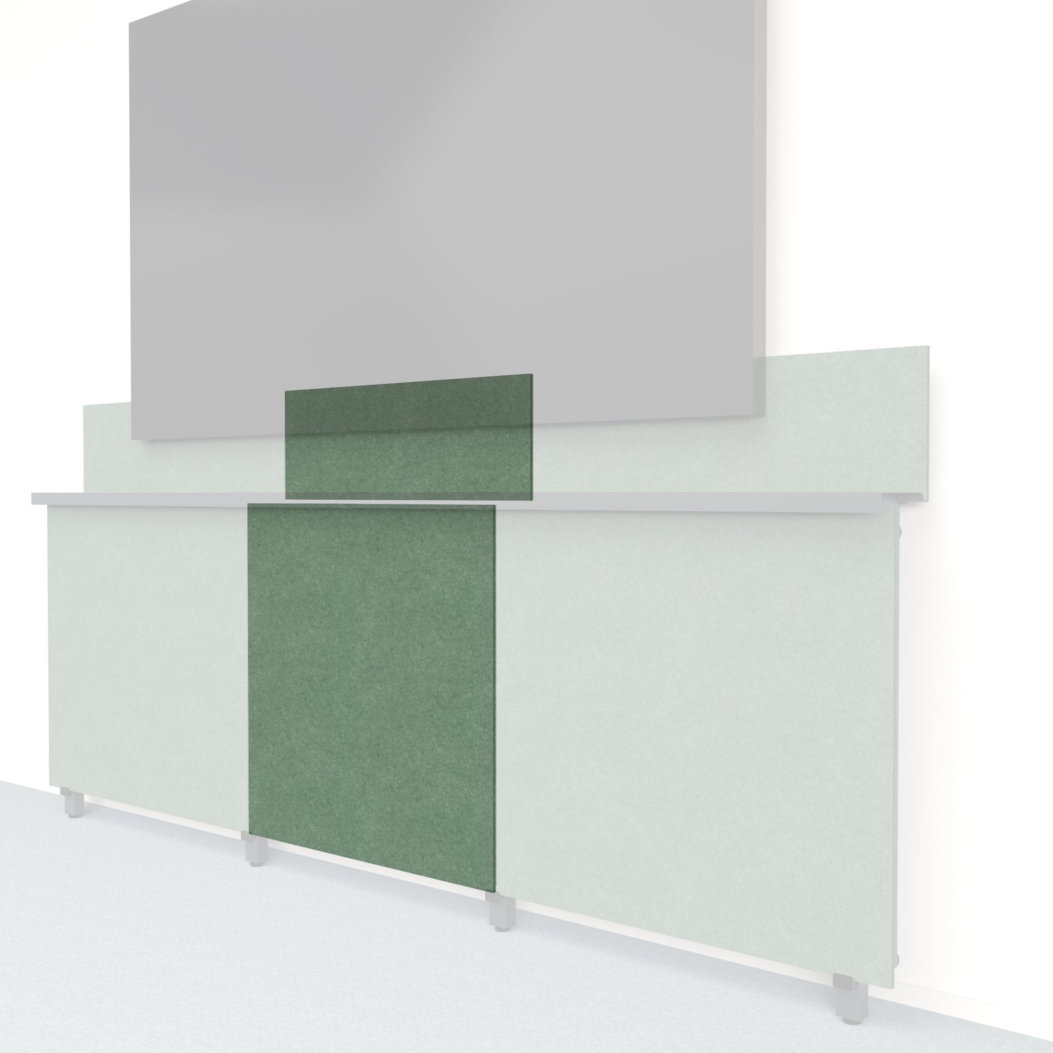 Heckler Framework Tall Inner Panel &amp; Backsplash in Palm Felt Right — modular deep palm green PET felt AV wall panel for the Heckler Framework system.
