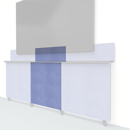 Heckler Framework Tall Inner Panel &amp; Backsplash in Periwinkle Felt Right — modular periwinkle blue PET felt AV wall panel for the Heckler Framework system.