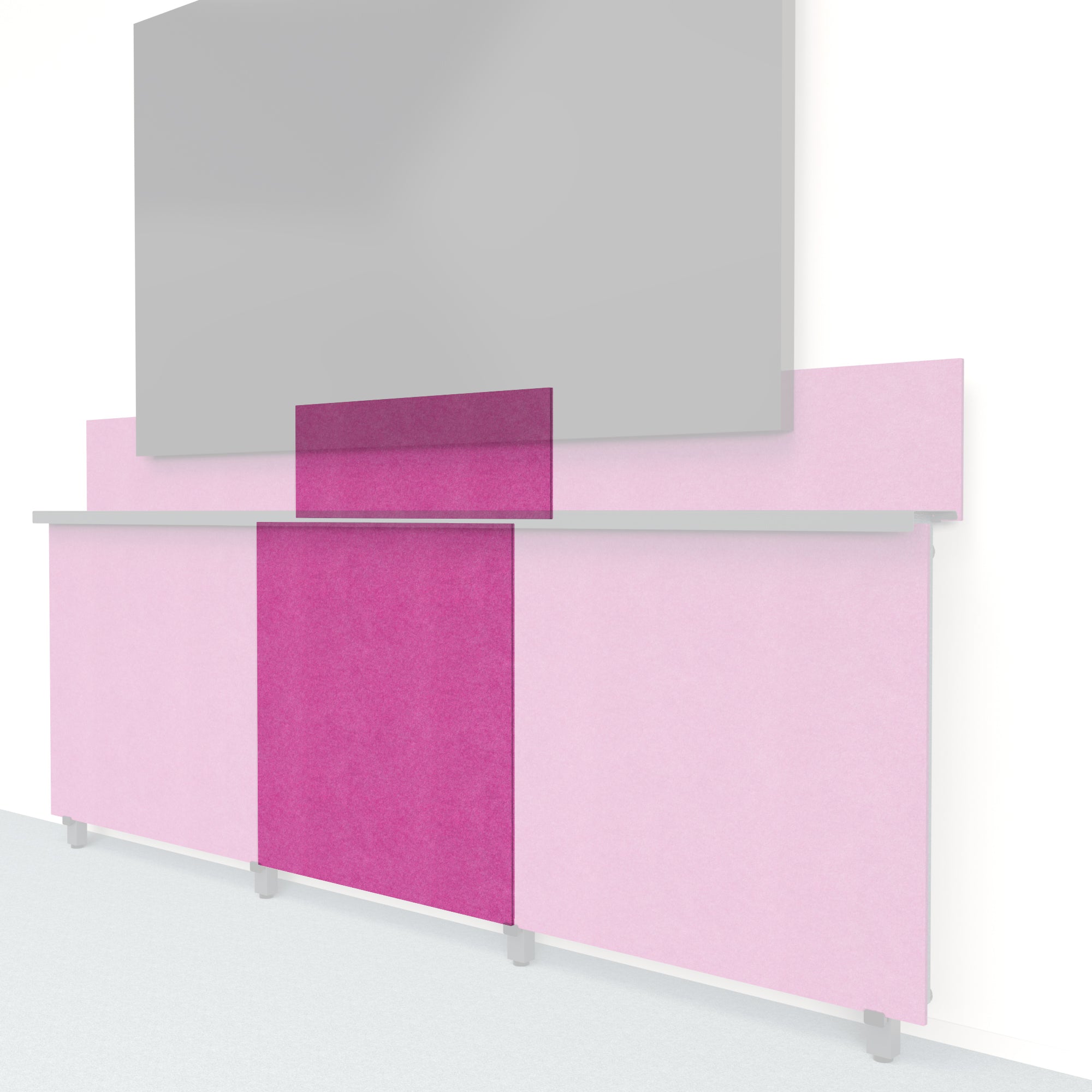 Heckler Framework Tall Inner Panel &amp; Backsplash in Plum Felt Right — modular plum purple PET felt AV wall panel for the Heckler Framework system.