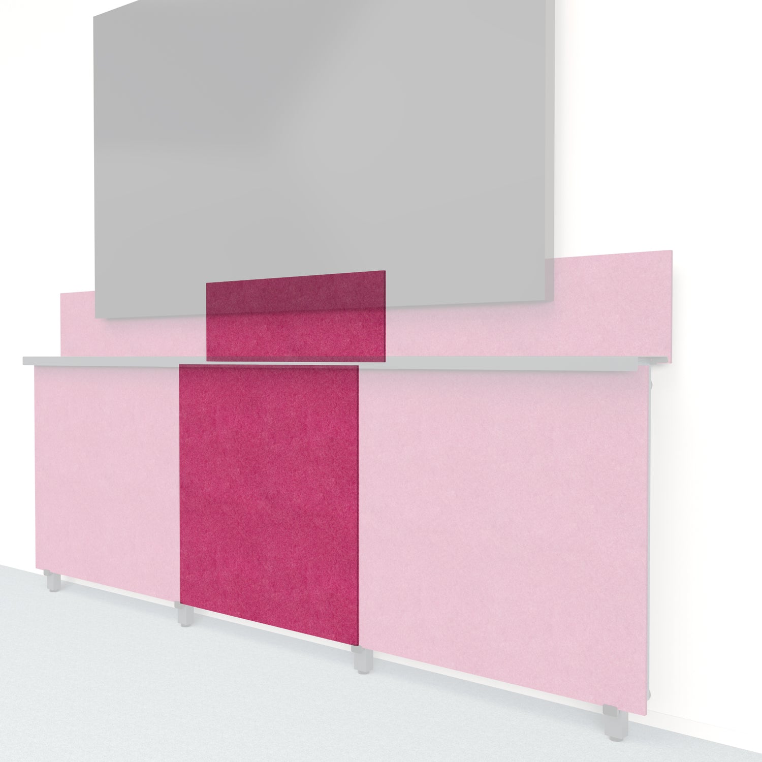 Heckler Framework Tall Inner Panel &amp; Backsplash in Raspberry Felt Right — modular raspberry red PET felt AV wall panel for the Heckler Framework system.
