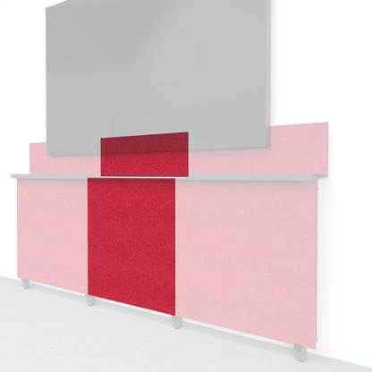 Heckler Framework Tall Inner Panel &amp; Backsplash in Ruby Felt Right — modular ruby red PET felt AV wall panel for the Heckler Framework system.