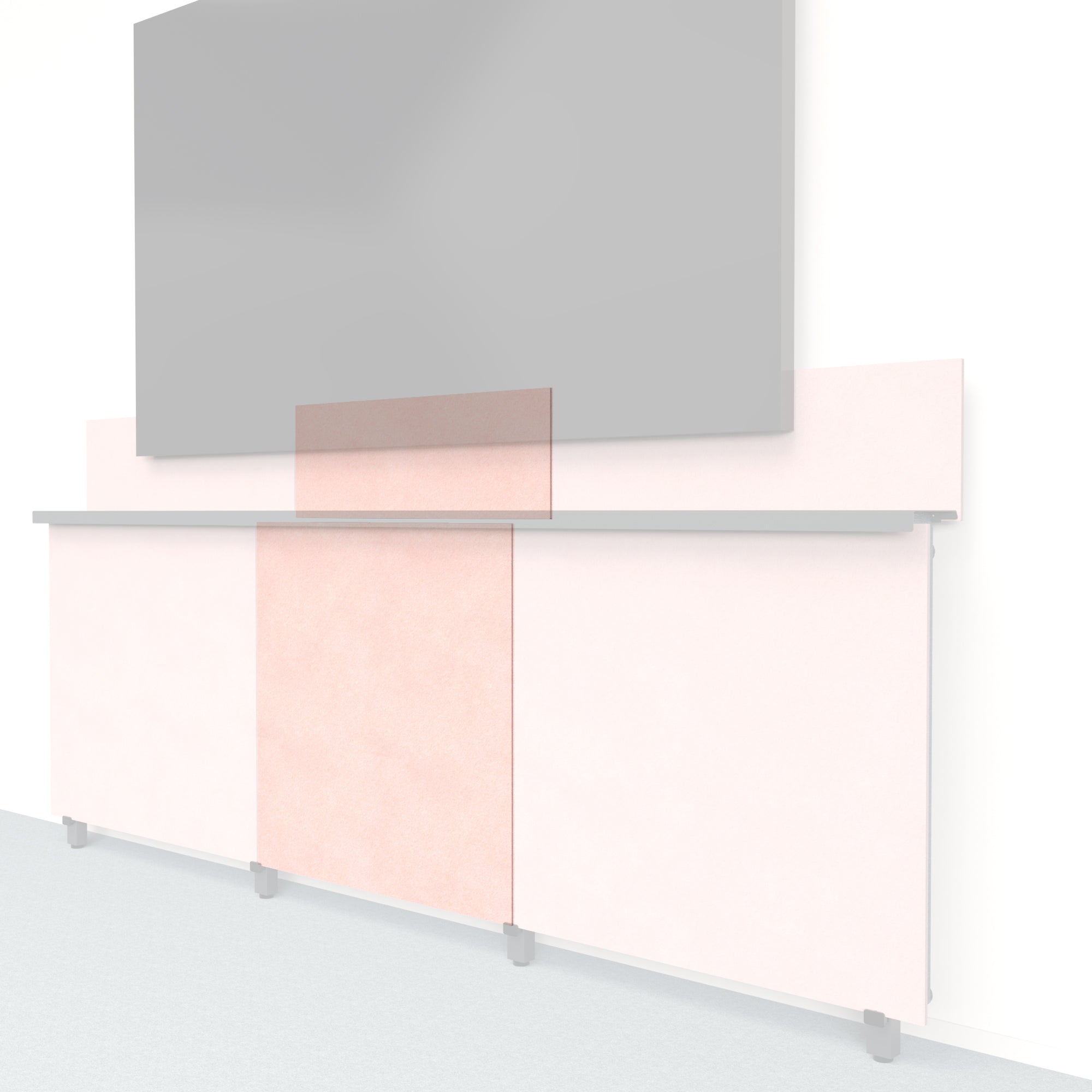 Heckler Framework Tall Inner Panel &amp; Backsplash in Coral Felt Right — modular coral PET felt AV wall panel for the Heckler Framework system.