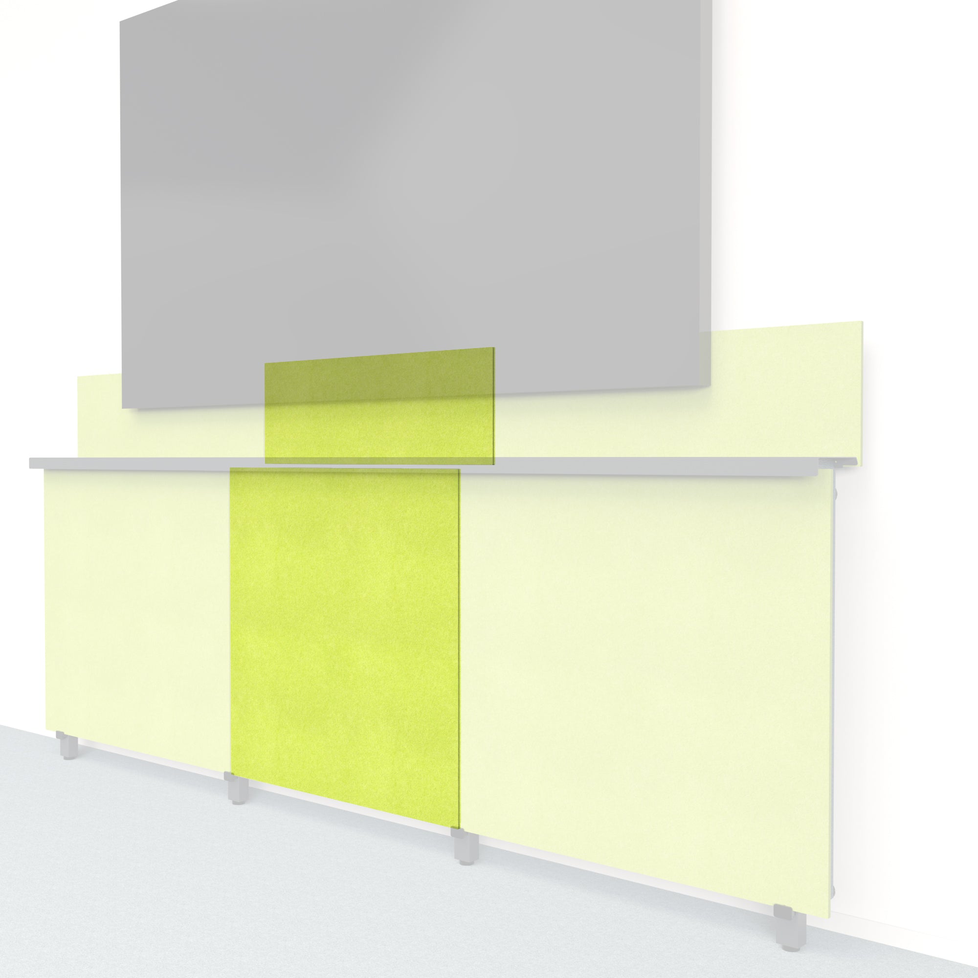 Heckler Framework Tall Inner Panel &amp; Backsplash in Kiwi Felt Right — modular kiwi green PET felt AV wall panel for the Heckler Framework system.