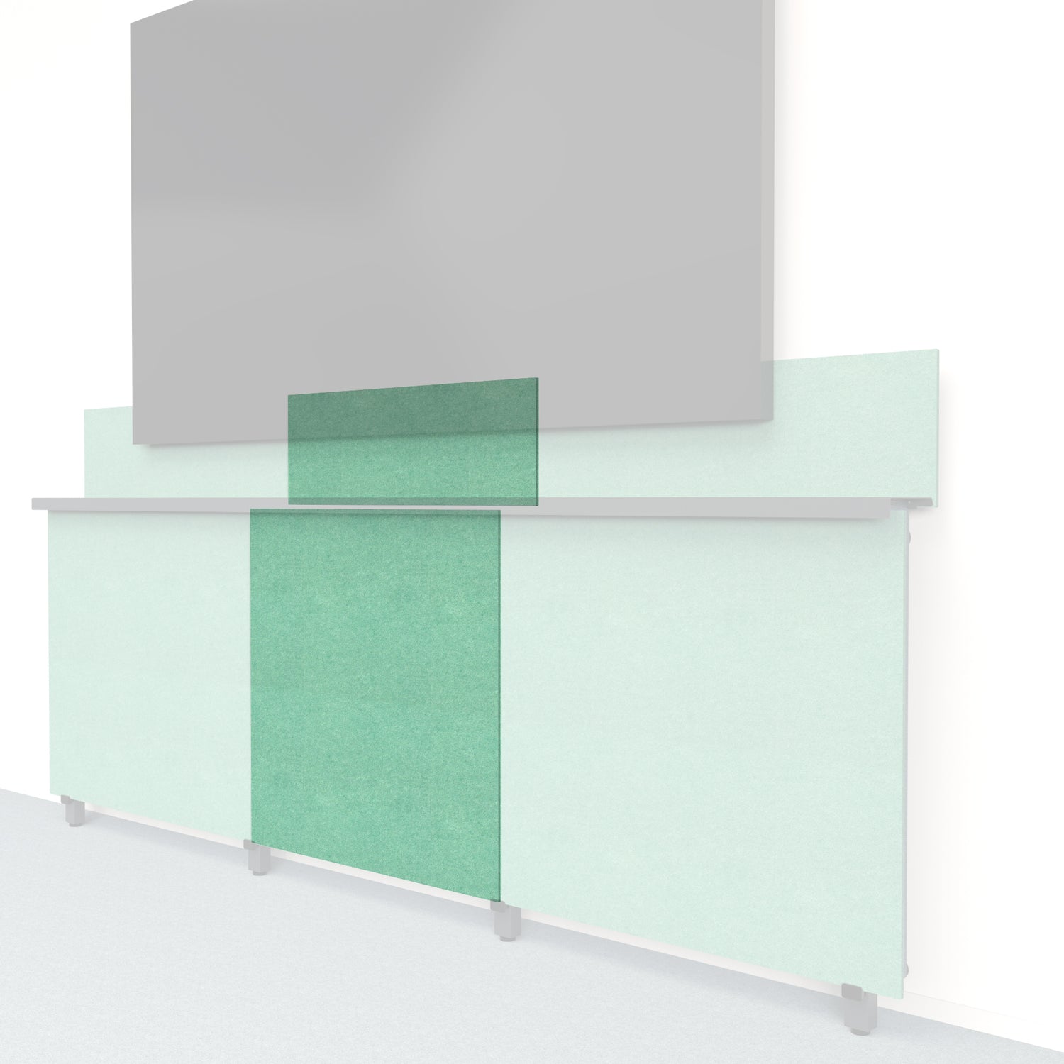 Heckler Framework Tall Inner Panel &amp; Backsplash in Mint Felt Right — modular mint green PET felt AV wall panel for the Heckler Framework system.