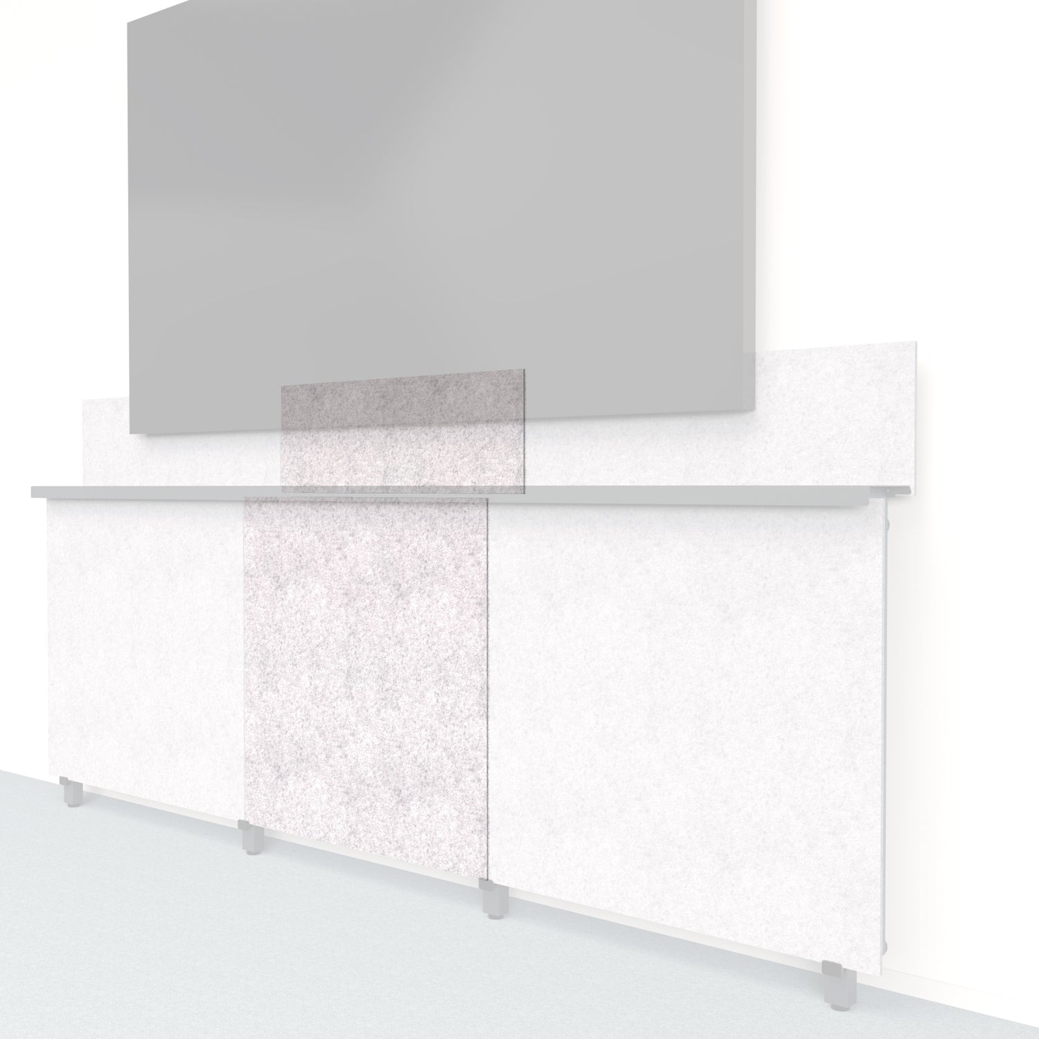 Heckler Framework Tall Inner Panel &amp; Backsplash in Nickel Felt Right — modular nickel silver PET felt AV wall panel for the Heckler Framework system.