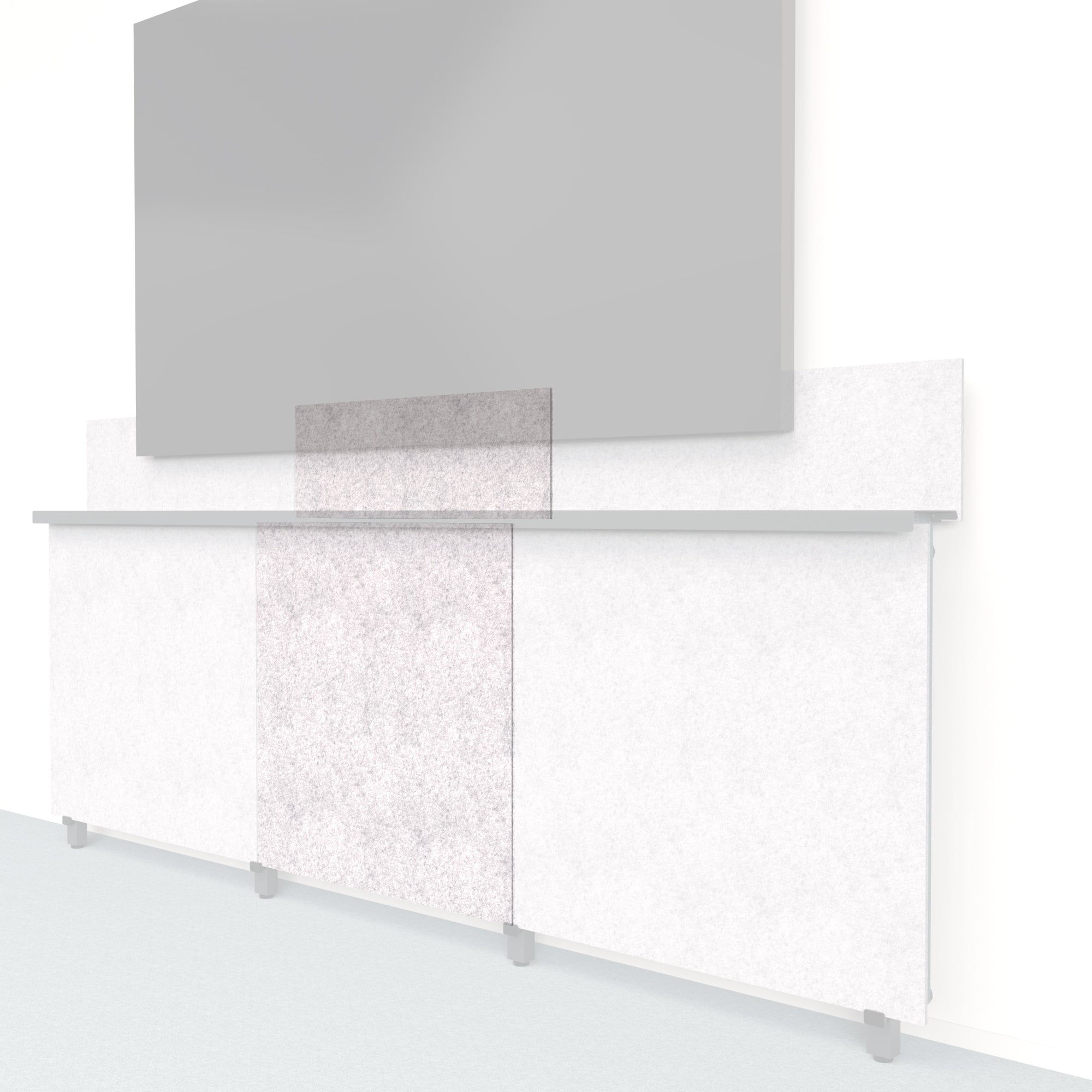 Heckler Framework Tall Inner Panel &amp; Backsplash in Nickel Felt Right — modular nickel silver PET felt AV wall panel for the Heckler Framework system.