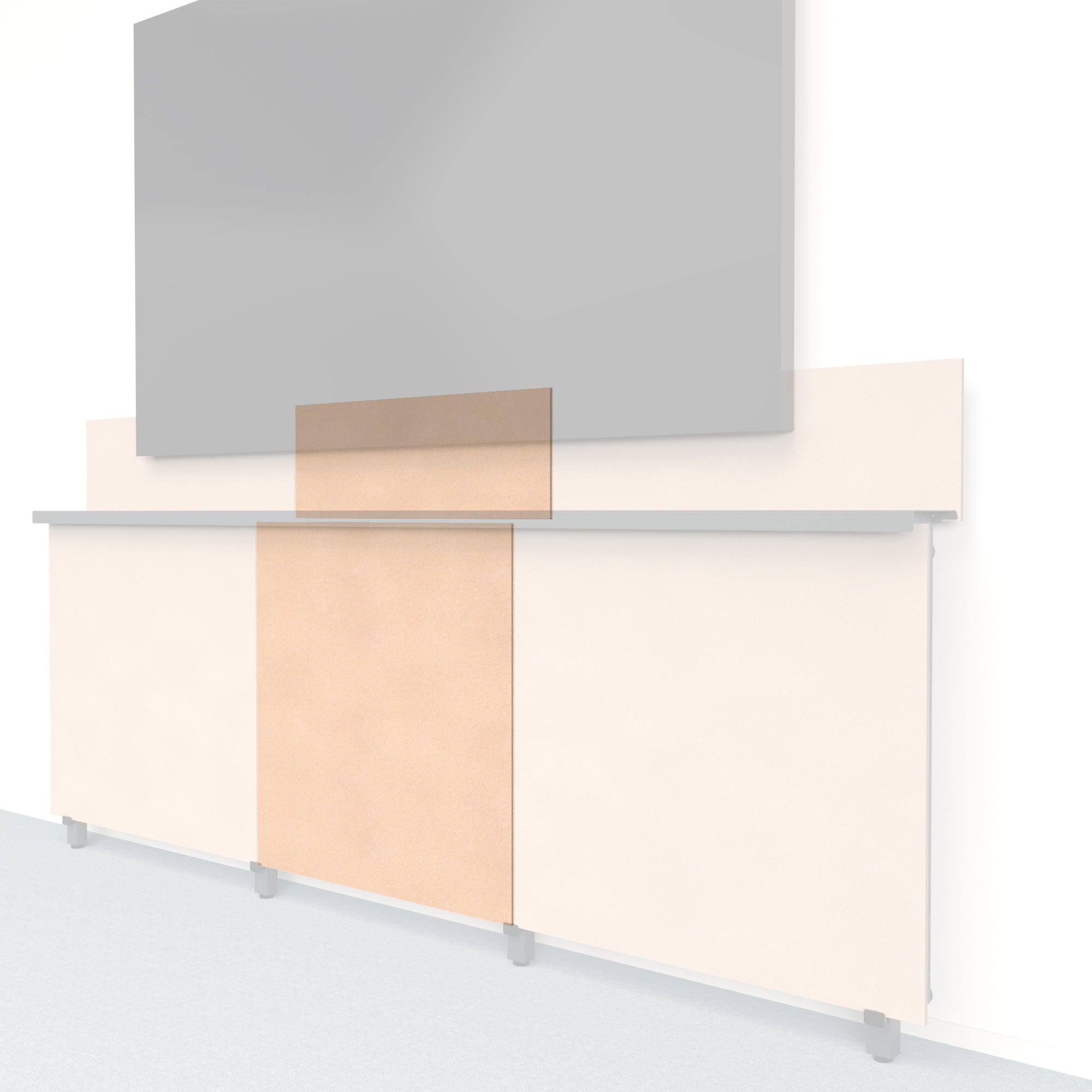 Heckler Framework Tall Inner Panel &amp; Backsplash in Porcelain Felt Right — modular porcelain white PET felt AV wall panel for the Heckler Framework system.