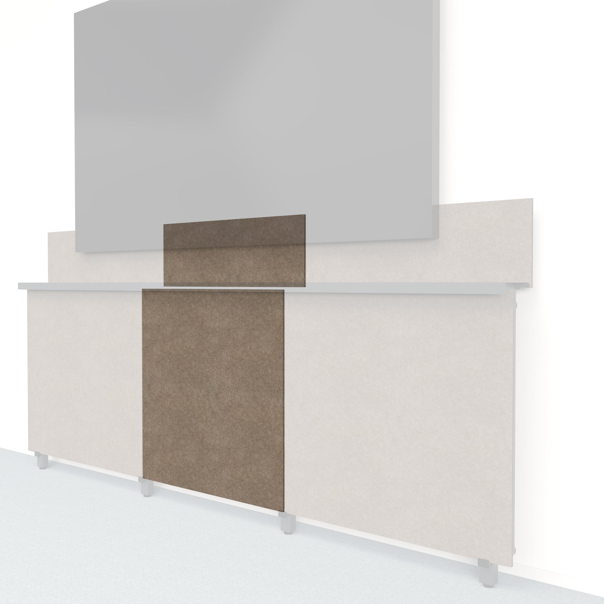 Heckler Framework Tall Inner Panel &amp; Backsplash in Timber Felt Right — modular timber brown PET felt AV wall panel for the Heckler Framework system.