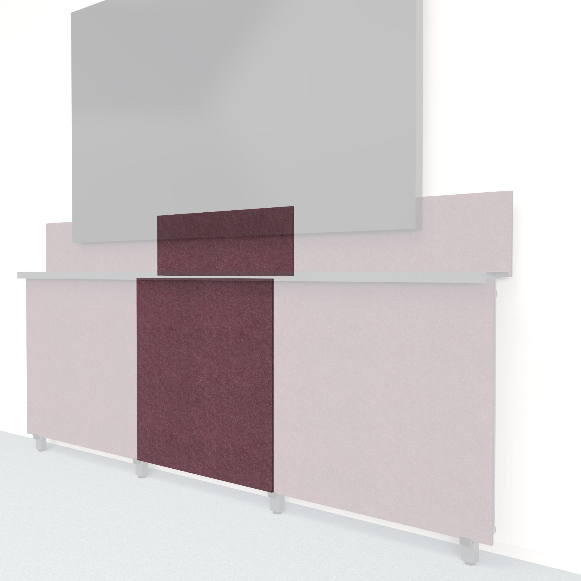 Heckler Framework Tall Inner Panel &amp; Backsplash in Wine Felt Right — modular wine burgundy PET felt AV wall panel for the Heckler Framework system.