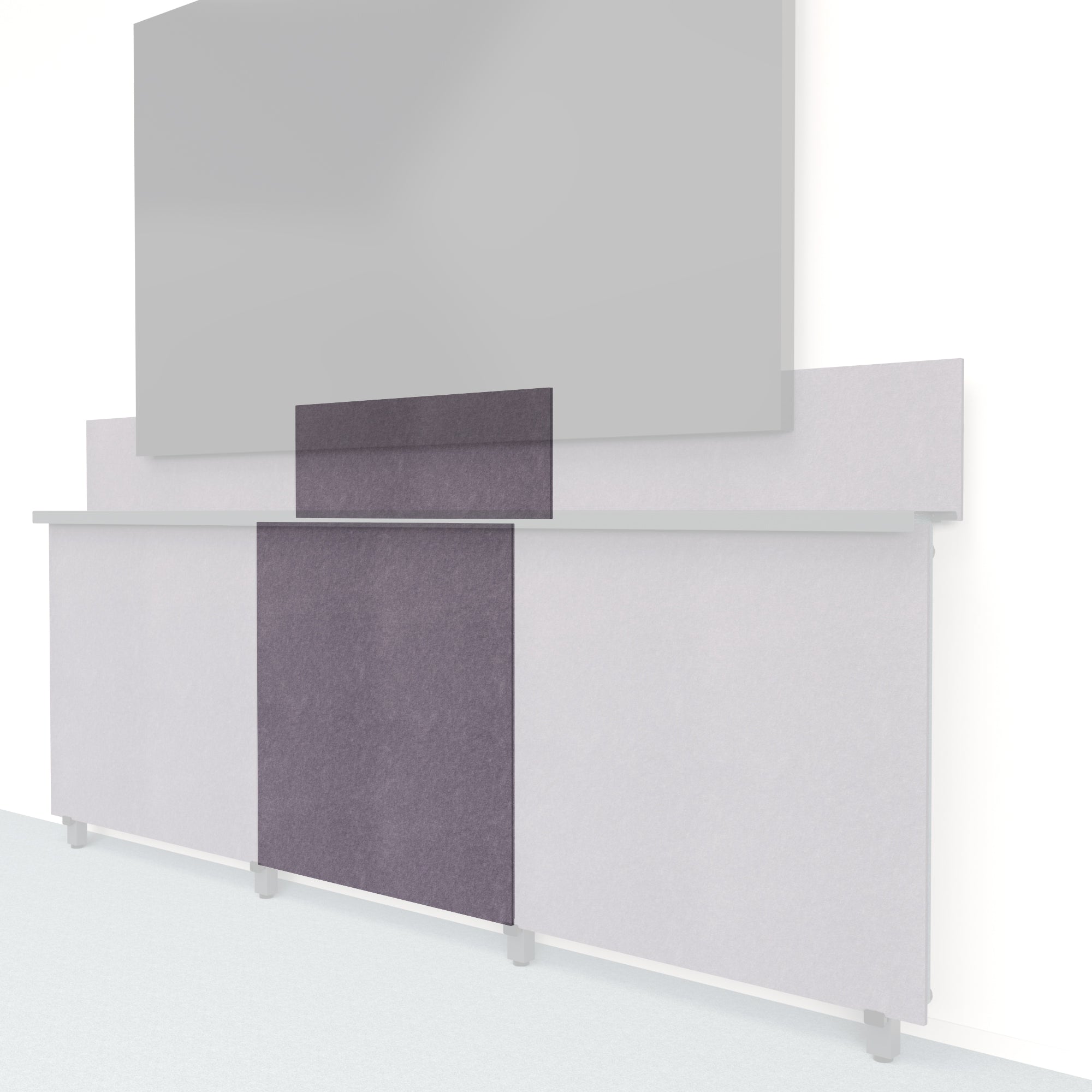 Heckler Framework Tall Inner Panel &amp; Backsplash in Wisteria Felt Right — modular wisteria purple PET felt AV wall panel for the Heckler Framework system.
