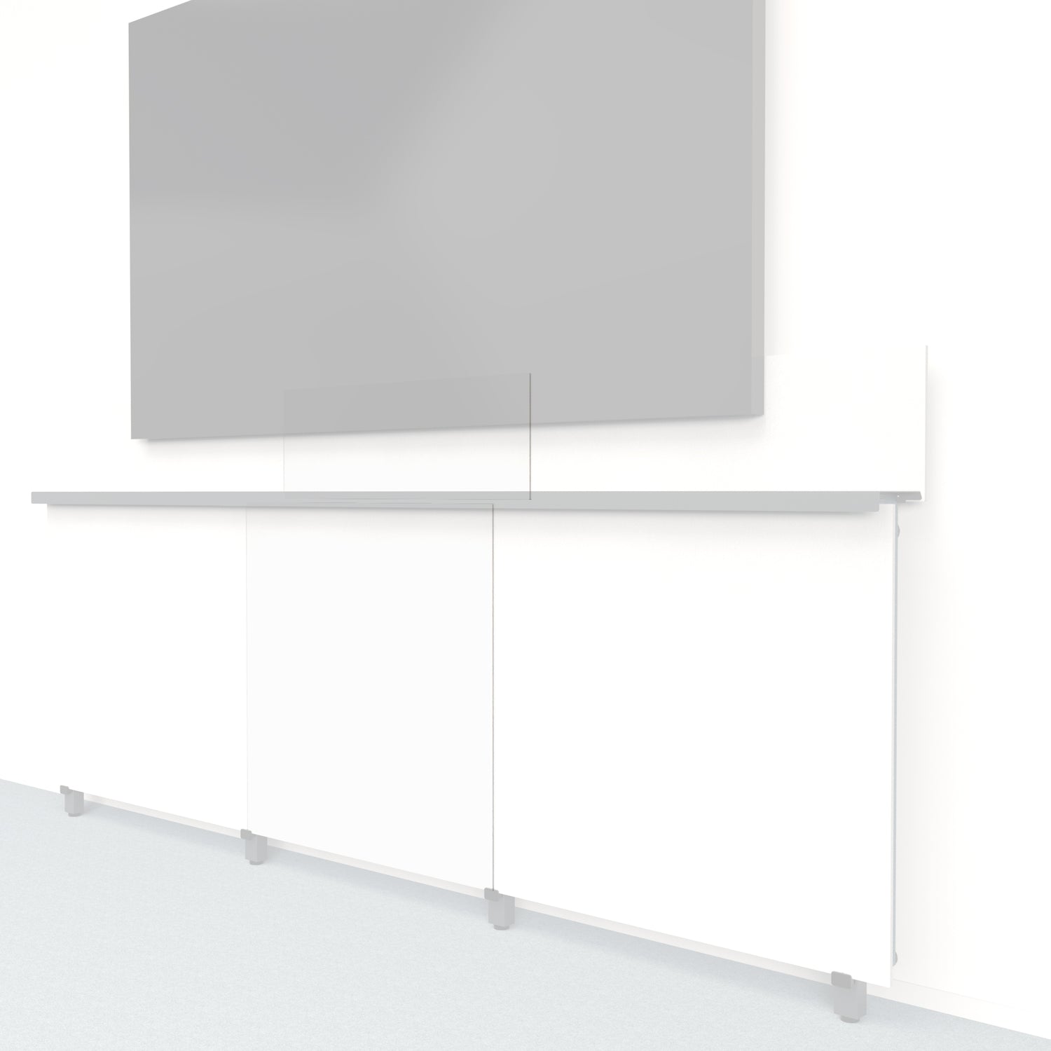 Heckler Framework Tall Inner Panel &amp; Backsplash in Zinc Felt Right — modular zinc gray PET felt AV wall panel for the Heckler Framework system.