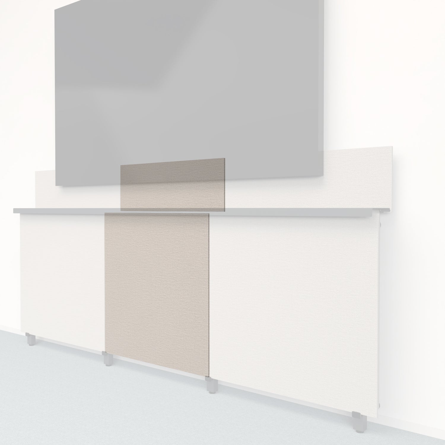 Heckler Framework Tall Inner Panel &amp; Backsplash in Off White Maharam textile — modular textile-wrapped off-white AV wall panel for the Heckler Framework system.
