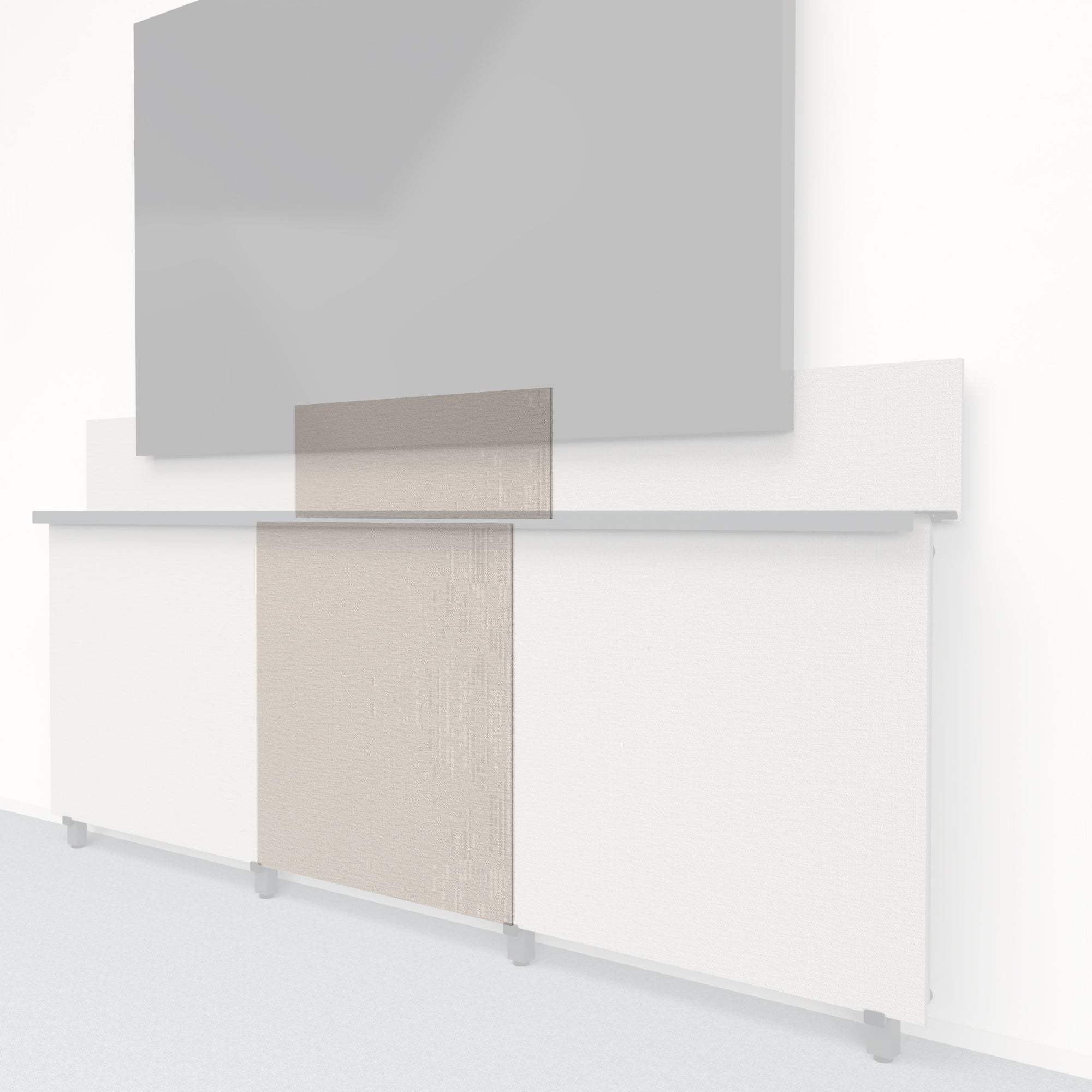 Heckler Framework Tall Inner Panel &amp; Backsplash in Off White Maharam textile — modular textile-wrapped off-white AV wall panel for the Heckler Framework system.