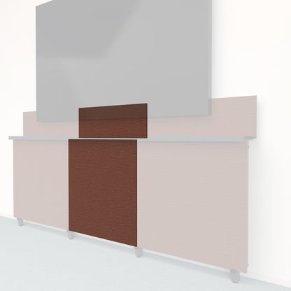 Heckler Framework Tall Inner Panel &amp; Backsplash in Shino Maharam textile — modular textile-wrapped warm oatmeal AV wall panel for the Heckler Framework system.