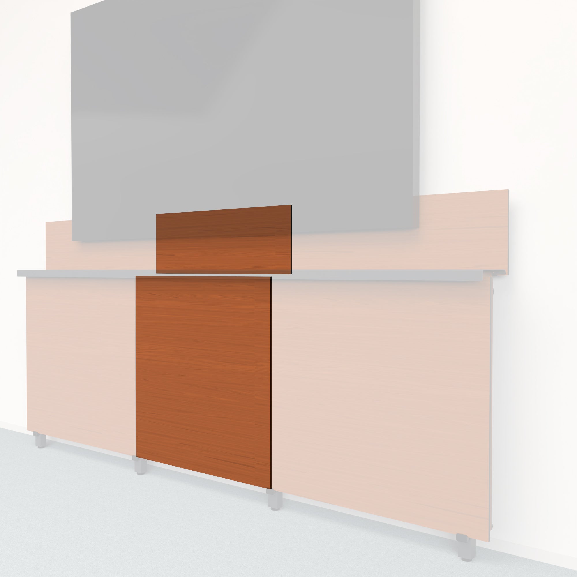 Heckler Framework Tall Inner Panel &amp; Backsplash in Wild Cherry wood look — modular cherry-woodgrain AV wall panel for the Heckler Framework system.