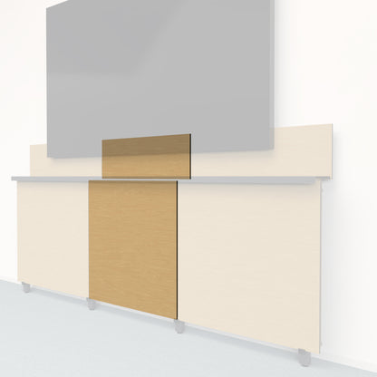 Heckler Framework Tall Inner Panel &amp; Backsplash in Modern Maple wood look — modular maple-woodgrain AV wall panel for the Heckler Framework system.