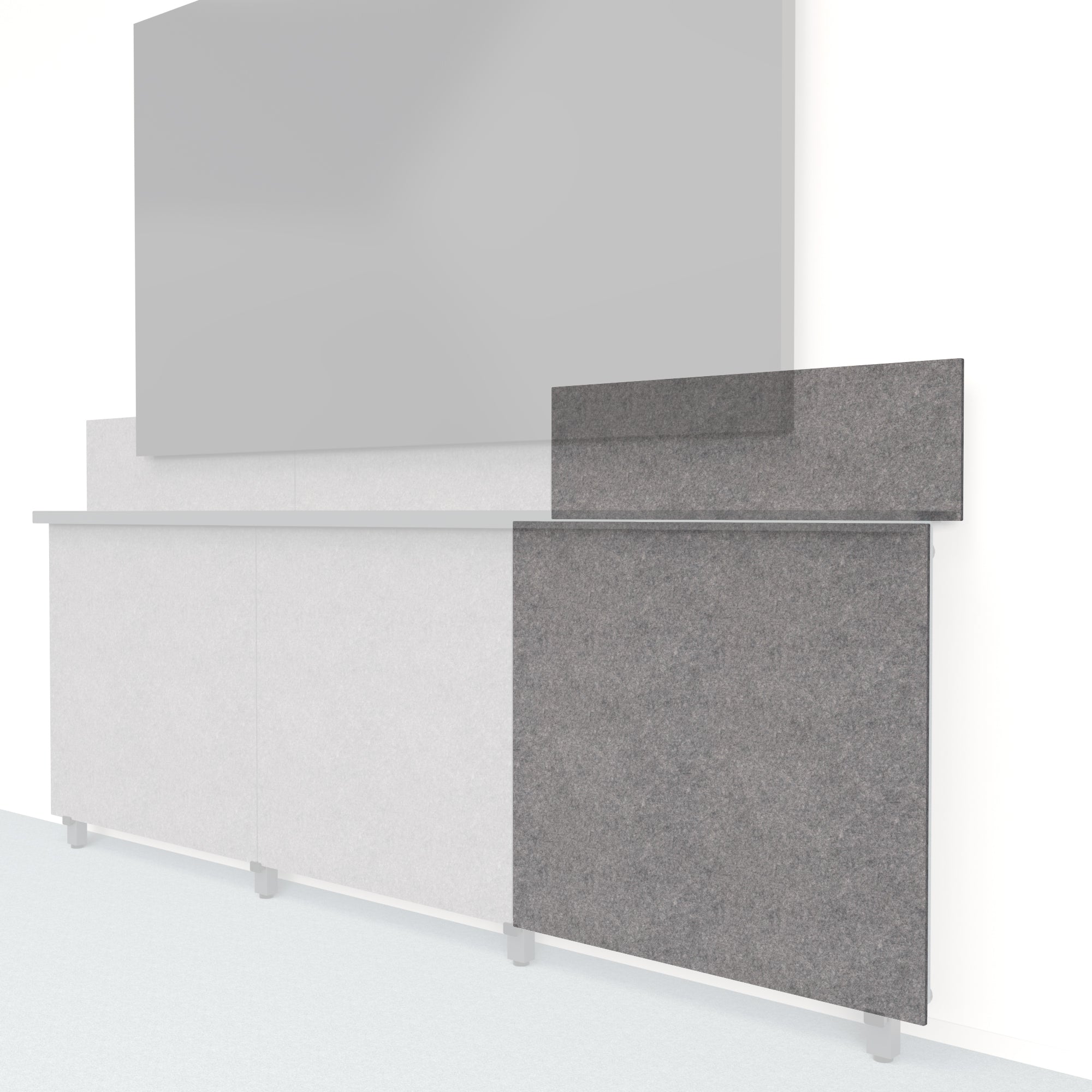 Heckler Framework Tall Outer Panel &amp; Backsplash in Armor Felt Right — modular charcoal gray PET felt AV wall panel for the Heckler Framework system.