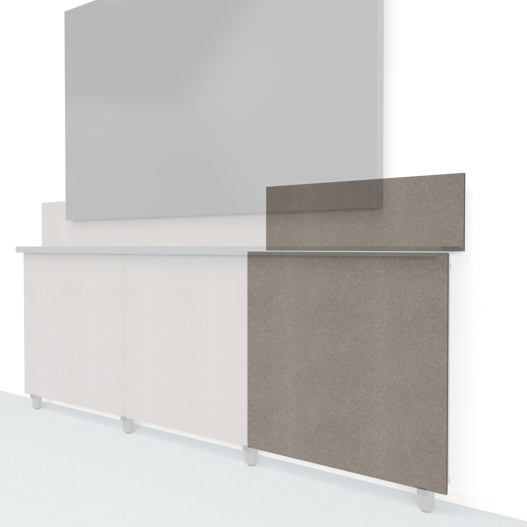 Heckler Framework Tall Outer Panel &amp; Backsplash in Ash Felt Right — modular ash gray PET felt AV wall panel for the Heckler Framework system.