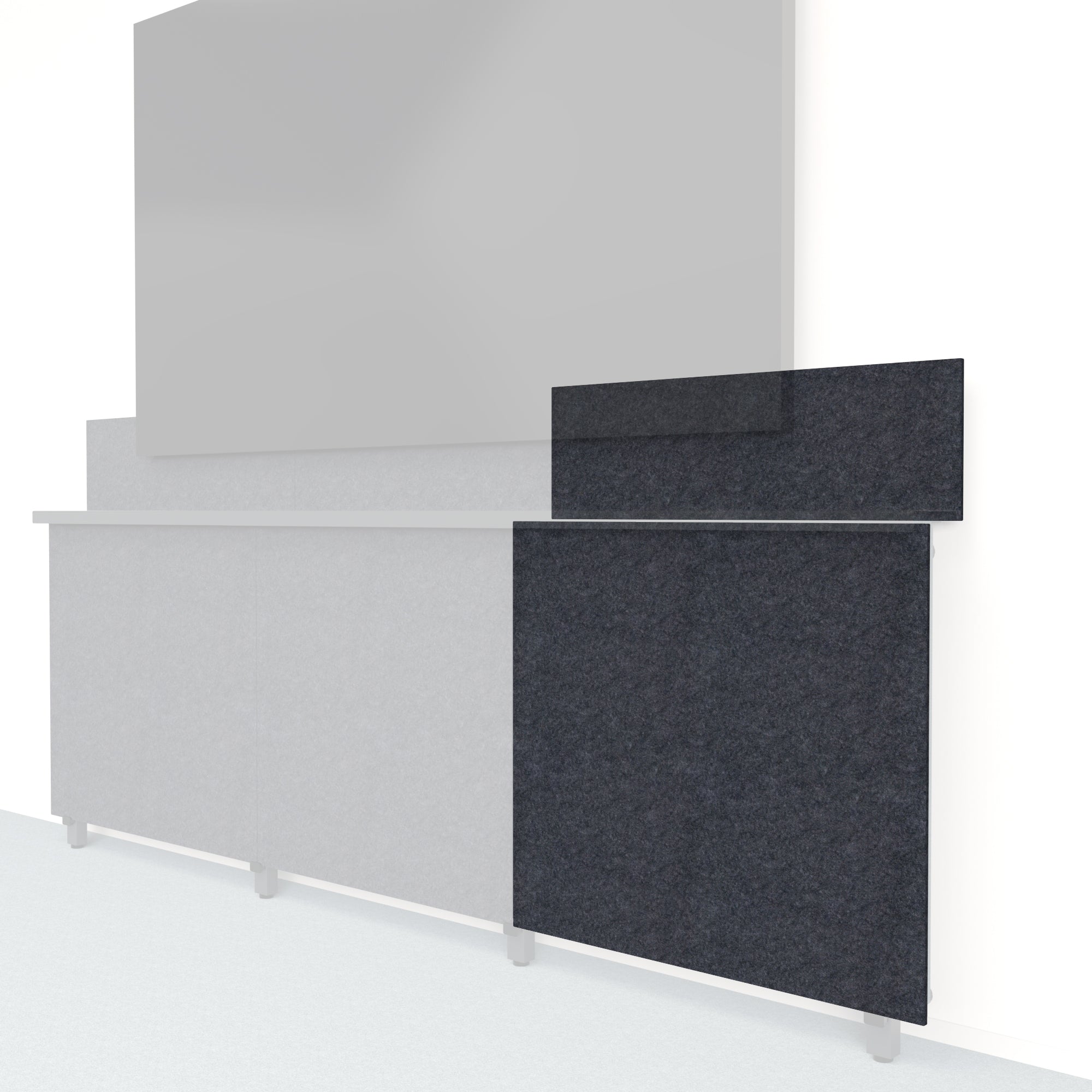 Heckler Framework Tall Outer Panel &amp; Backsplash in Cast Felt Right — modular cast gray PET felt AV wall panel for the Heckler Framework system.