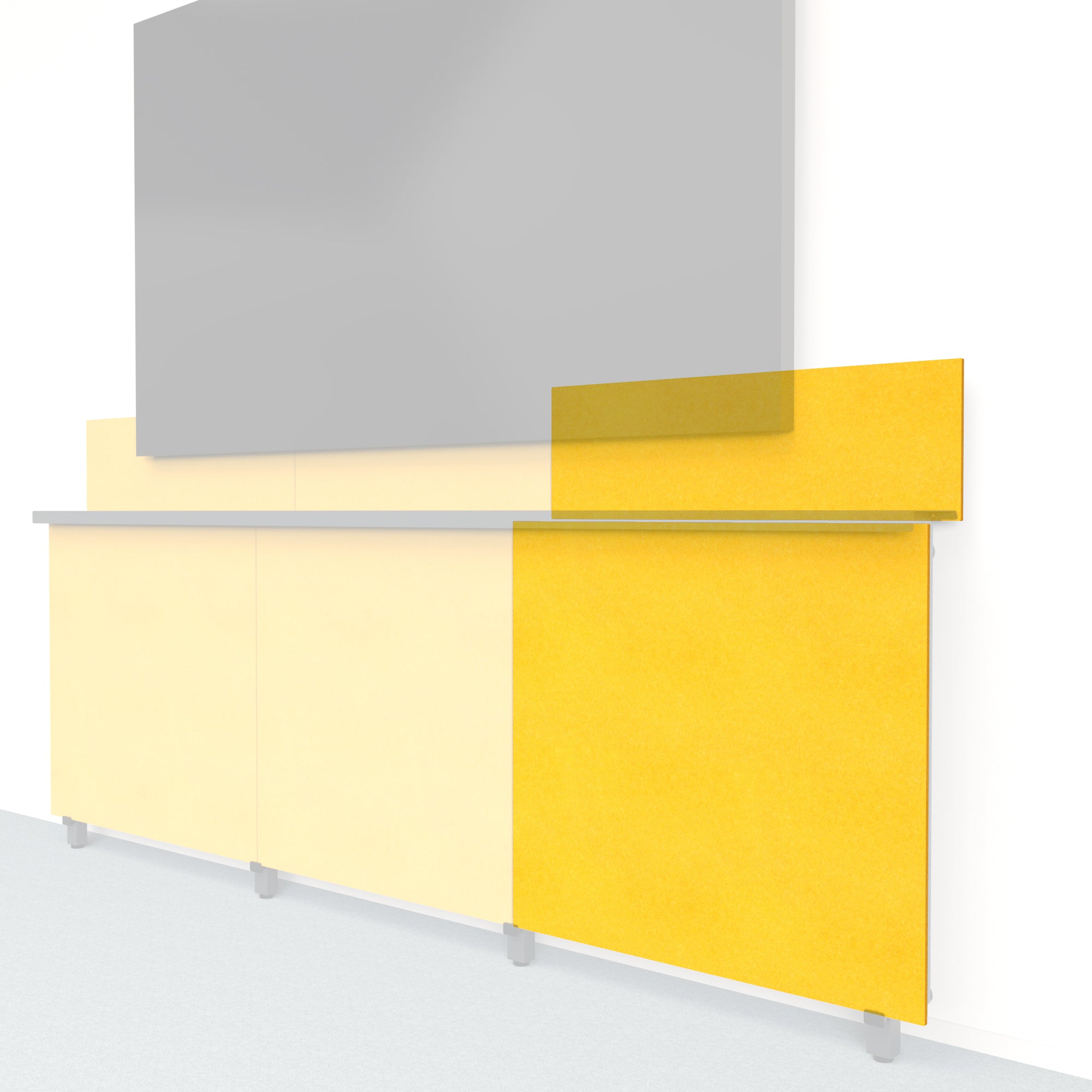 Heckler Framework Tall Outer Panel &amp; Backsplash in Citrine Felt Right — modular citrine yellow PET felt AV wall panel for the Heckler Framework system.