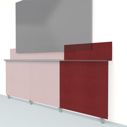 Heckler Framework Tall Outer Panel &amp; Backsplash in Crimson Felt Right — modular crimson red PET felt AV wall panel for the Heckler Framework system.