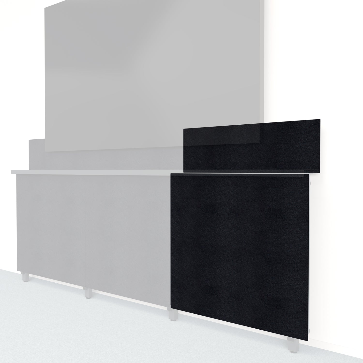 Heckler Framework Tall Outer Panel &amp; Backsplash in Ebony Felt Right — modular ebony black PET felt AV wall panel for the Heckler Framework system.
