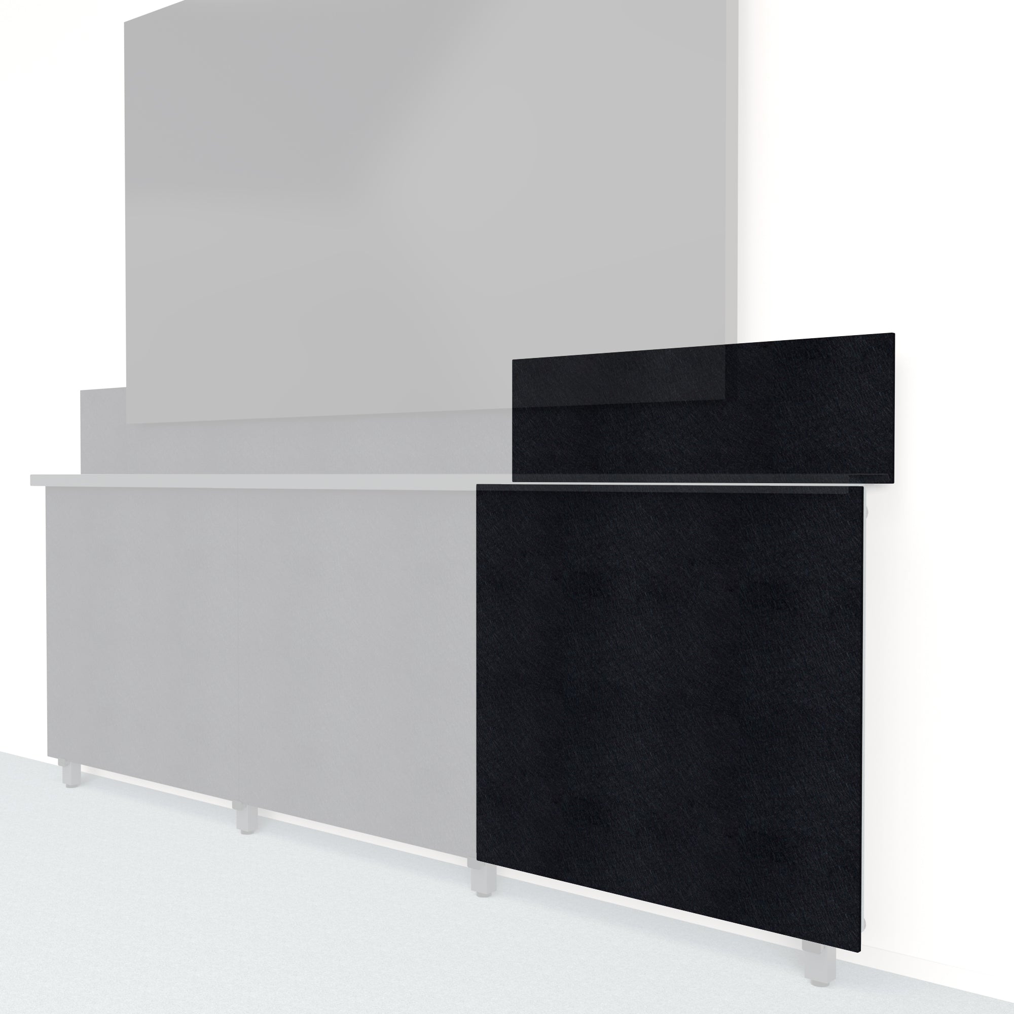 Heckler Framework Tall Outer Panel &amp; Backsplash in Ebony Felt Right — modular ebony black PET felt AV wall panel for the Heckler Framework system.