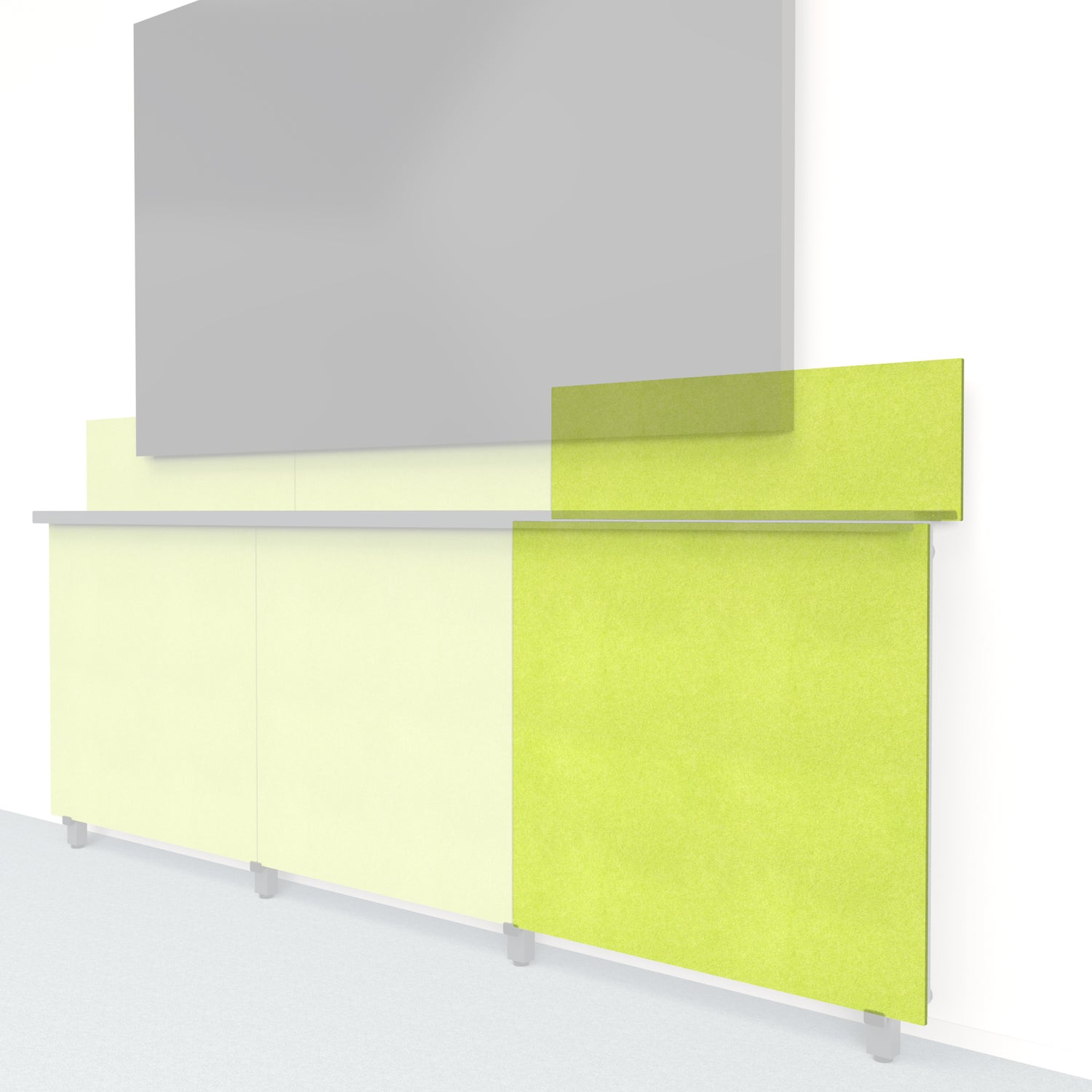 Heckler Framework Tall Outer Panel &amp; Backsplash in Kiwi Felt Right — modular kiwi green PET felt AV wall panel for the Heckler Framework system.