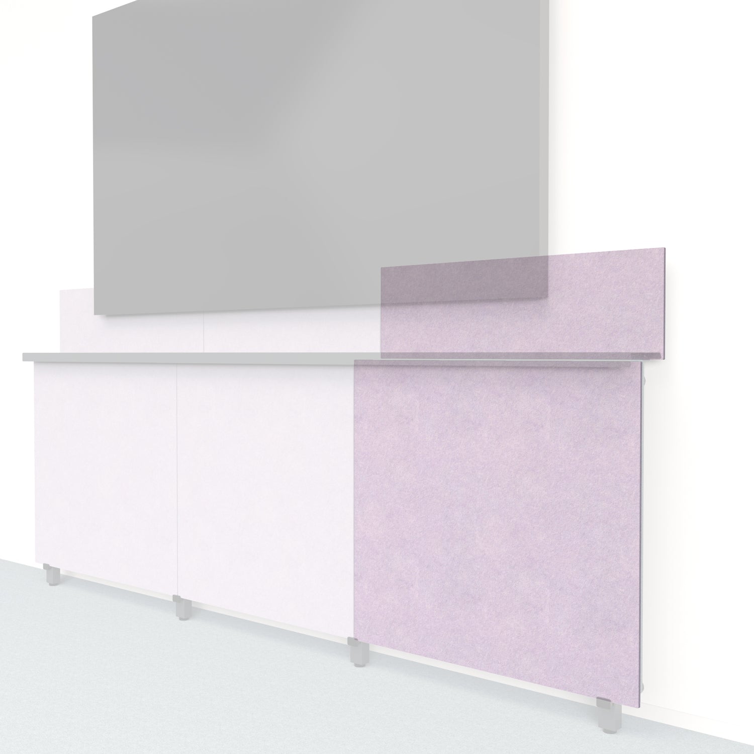 Heckler Framework Tall Outer Panel &amp; Backsplash in Lilac Felt Right — modular lilac PET felt AV wall panel for the Heckler Framework system.