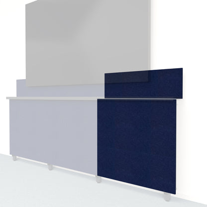 Heckler Framework Tall Outer Panel &amp; Backsplash in Oxford Felt Right — modular oxford blue PET felt AV wall panel for the Heckler Framework system.