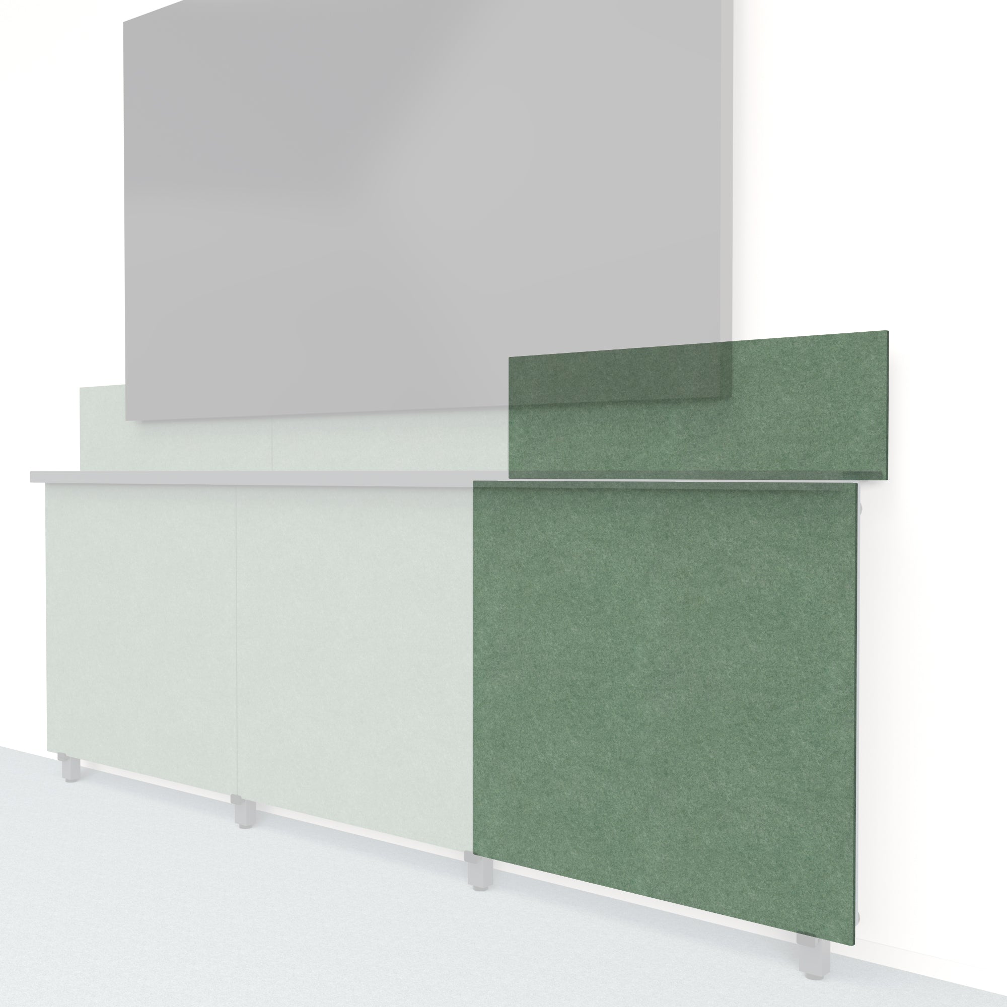 Heckler Framework Tall Outer Panel &amp; Backsplash in Palm Felt Right — modular deep palm green PET felt AV wall panel for the Heckler Framework system.