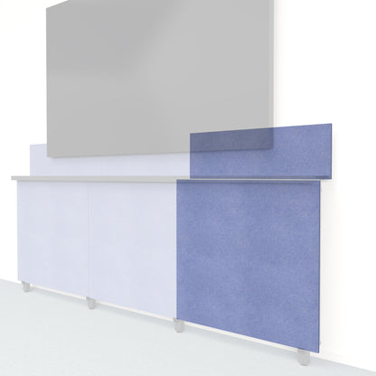 Heckler Framework Tall Outer Panel &amp; Backsplash in Periwinkle Felt Right — modular periwinkle blue PET felt AV wall panel for the Heckler Framework system.