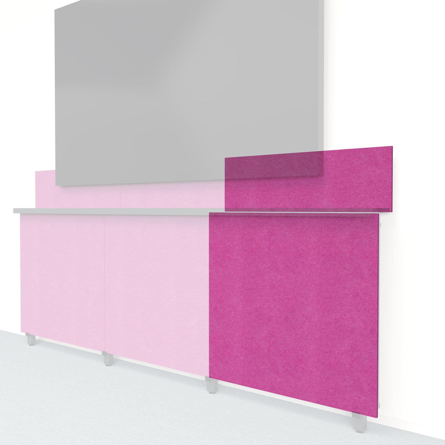 Heckler Framework Tall Outer Panel &amp; Backsplash in Plum Felt Right — modular plum purple PET felt AV wall panel for the Heckler Framework system.
