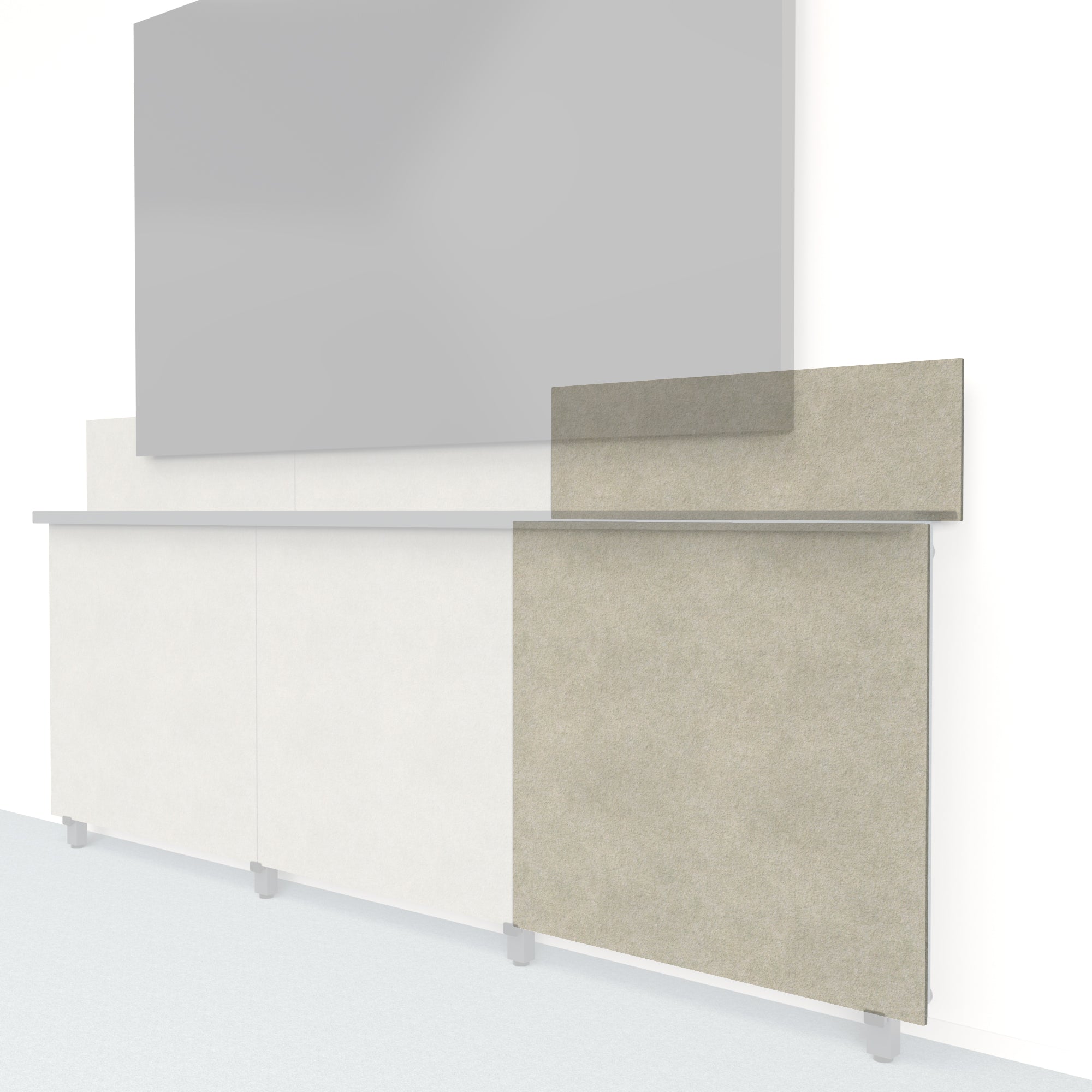 Heckler Framework Tall Outer Panel &amp; Backsplash in Sage Felt Right — modular sage green PET felt AV wall panel for the Heckler Framework system.