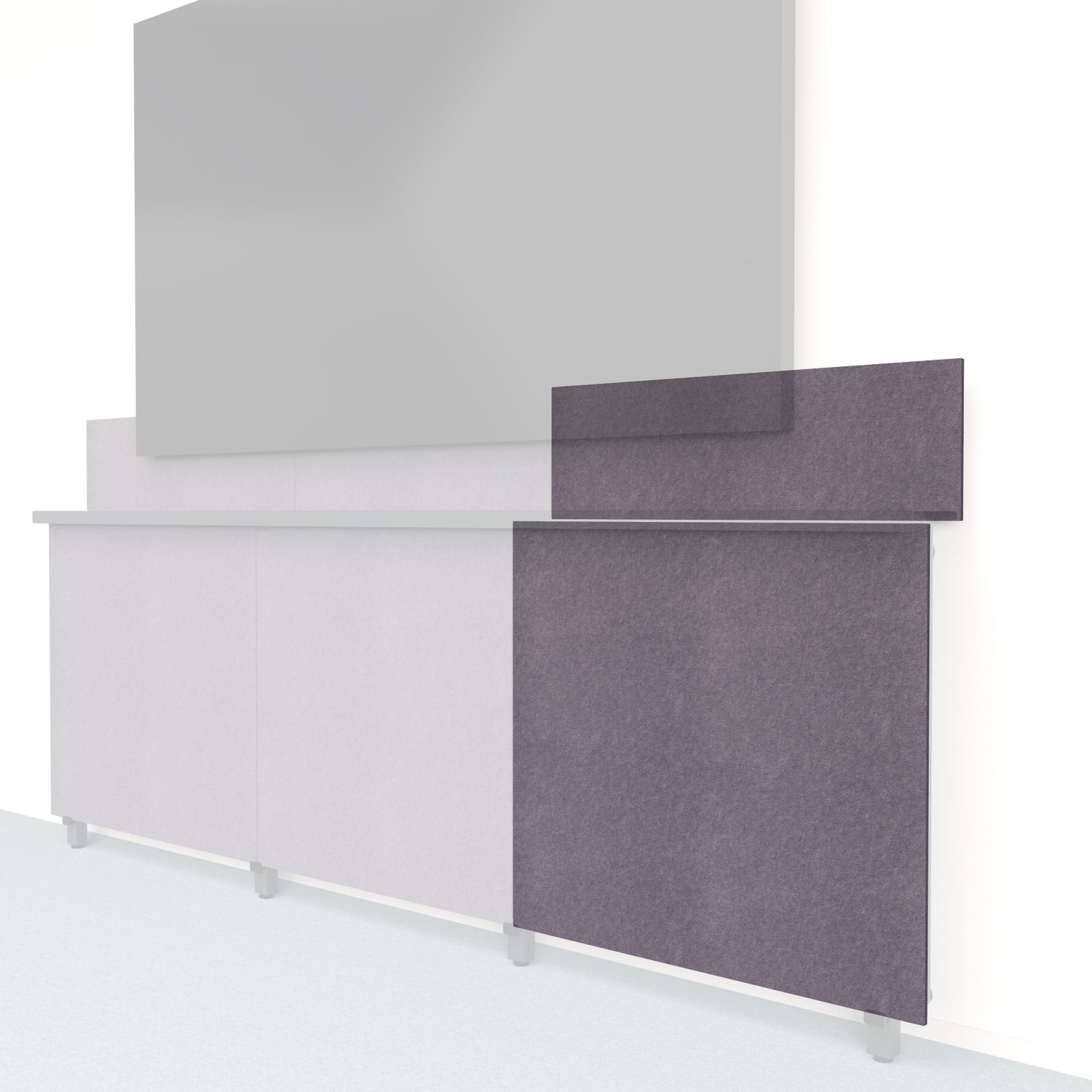Heckler Framework Tall Outer Panel &amp; Backsplash in Wisteria Felt Right — modular wisteria purple PET felt AV wall panel for the Heckler Framework system.