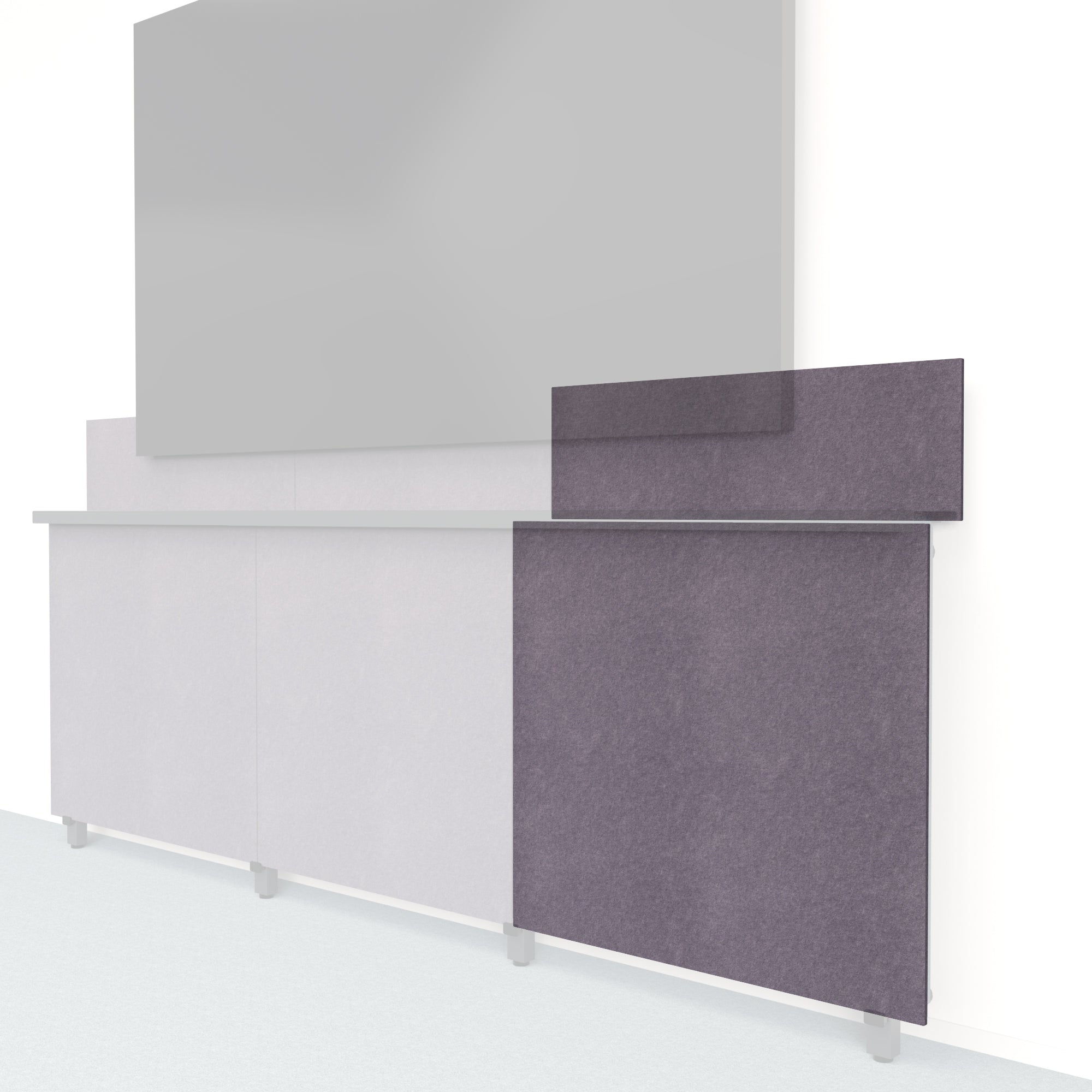 Heckler Framework Tall Outer Panel &amp; Backsplash in Wisteria Felt Right — modular wisteria purple PET felt AV wall panel for the Heckler Framework system.