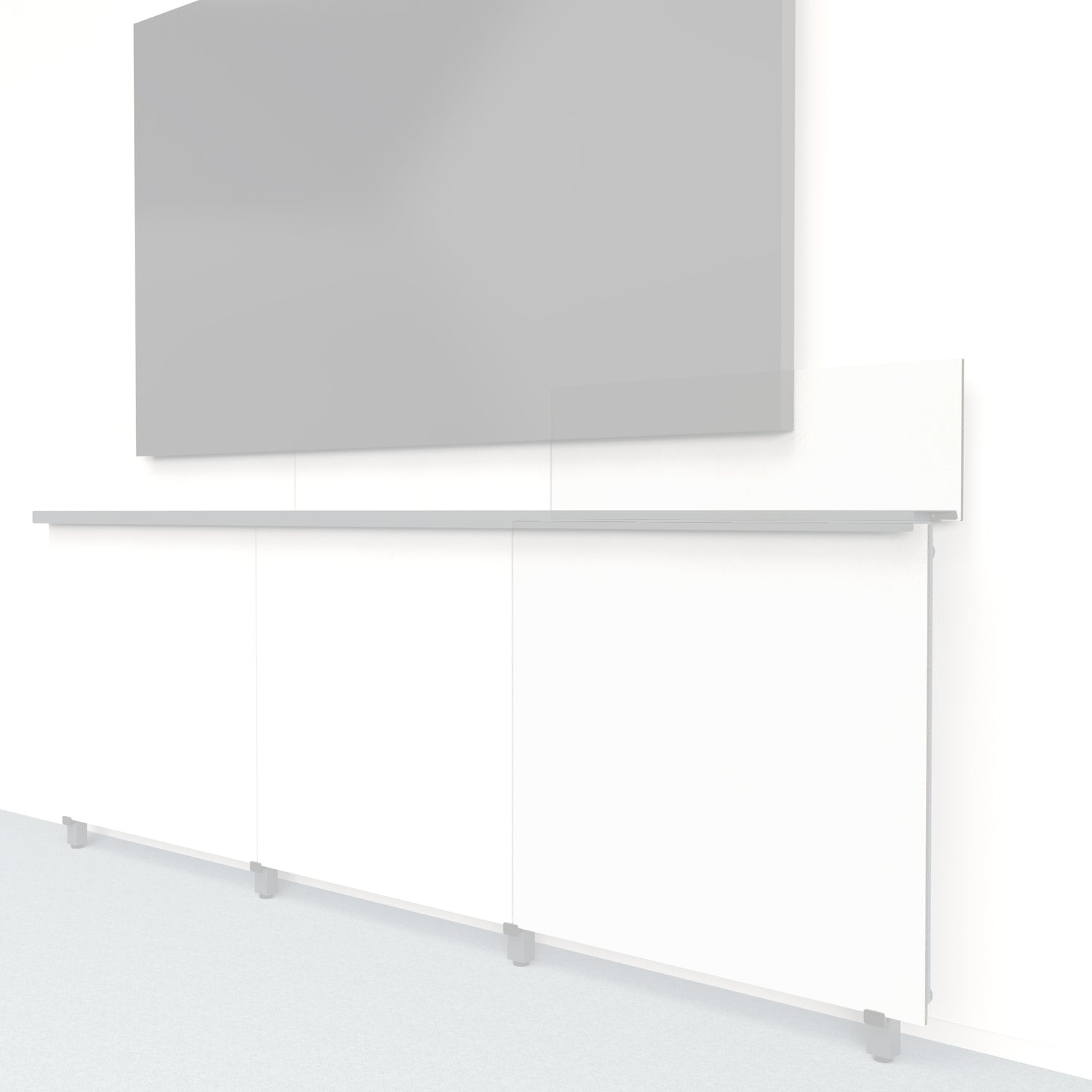 Heckler Framework Tall Outer Panel &amp; Backsplash in Zinc Felt Right — modular zinc gray PET felt AV wall panel for the Heckler Framework system.