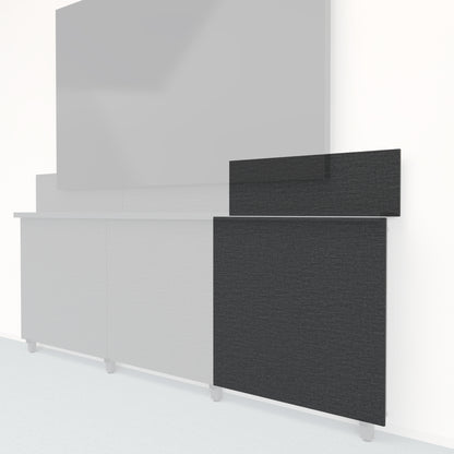 Heckler Framework Tall Outer Panel &amp; Backsplash in Black Grey Maharam textile — modular textile-wrapped charcoal AV wall panel for the Heckler Framework system.