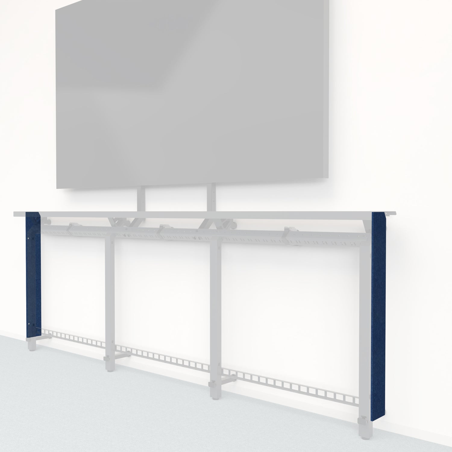 Heckler Framework Tall End Cap in Admiral Felt Right — modular admiral navy PET felt end panel for the Heckler Framework AV wall system.