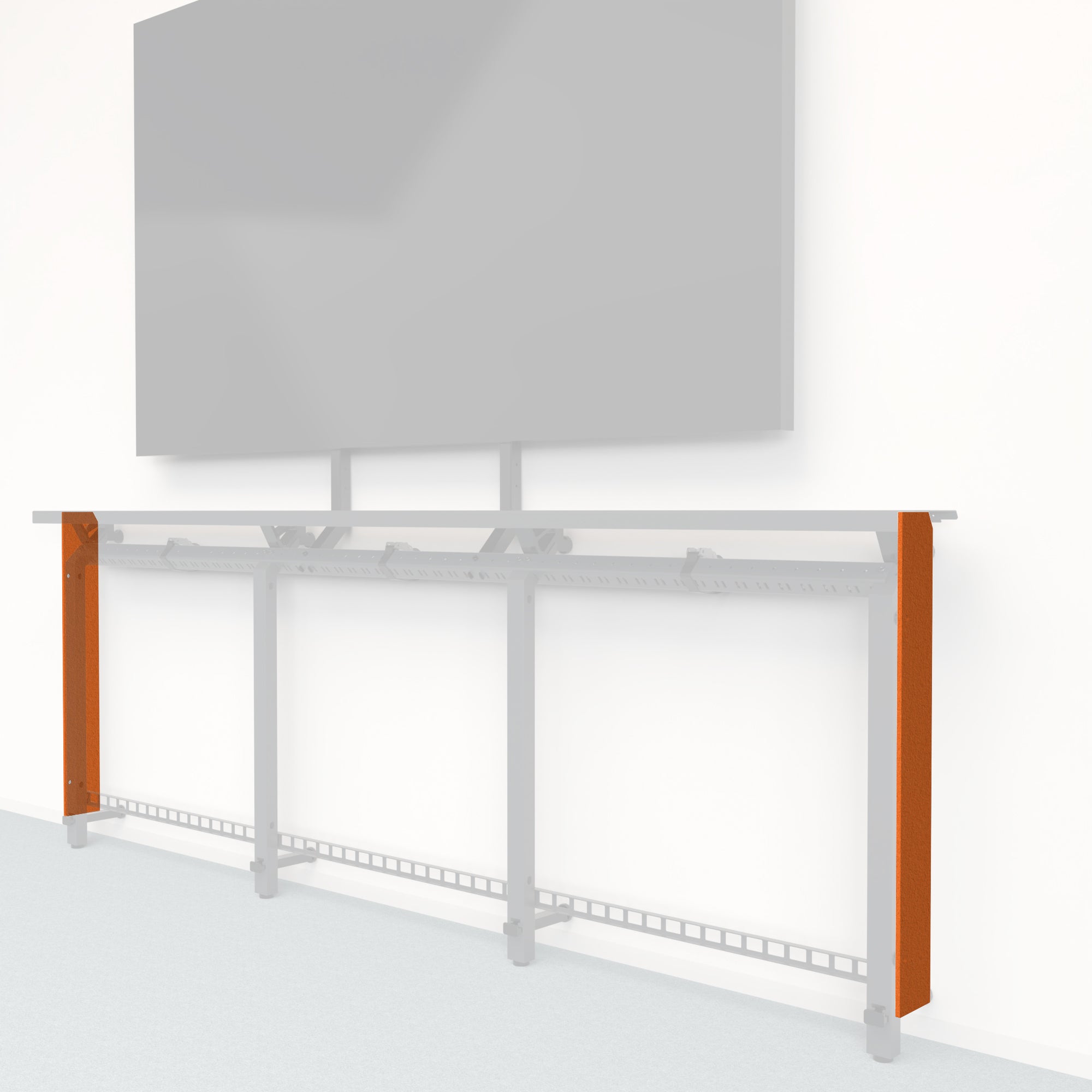 Heckler Framework Tall End Cap in Cinnamon Felt Right — modular cinnamon rust PET felt end panel for the Heckler Framework AV wall system.