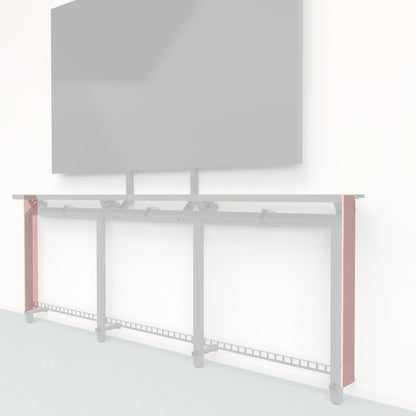 Heckler Framework Tall End Cap in Coral Felt Right — modular coral PET felt end panel for the Heckler Framework AV wall system.