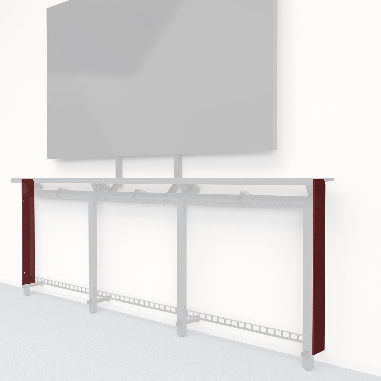 Heckler Framework Tall End Cap in Crimson Felt Right — modular crimson red PET felt end panel for the Heckler Framework AV wall system.