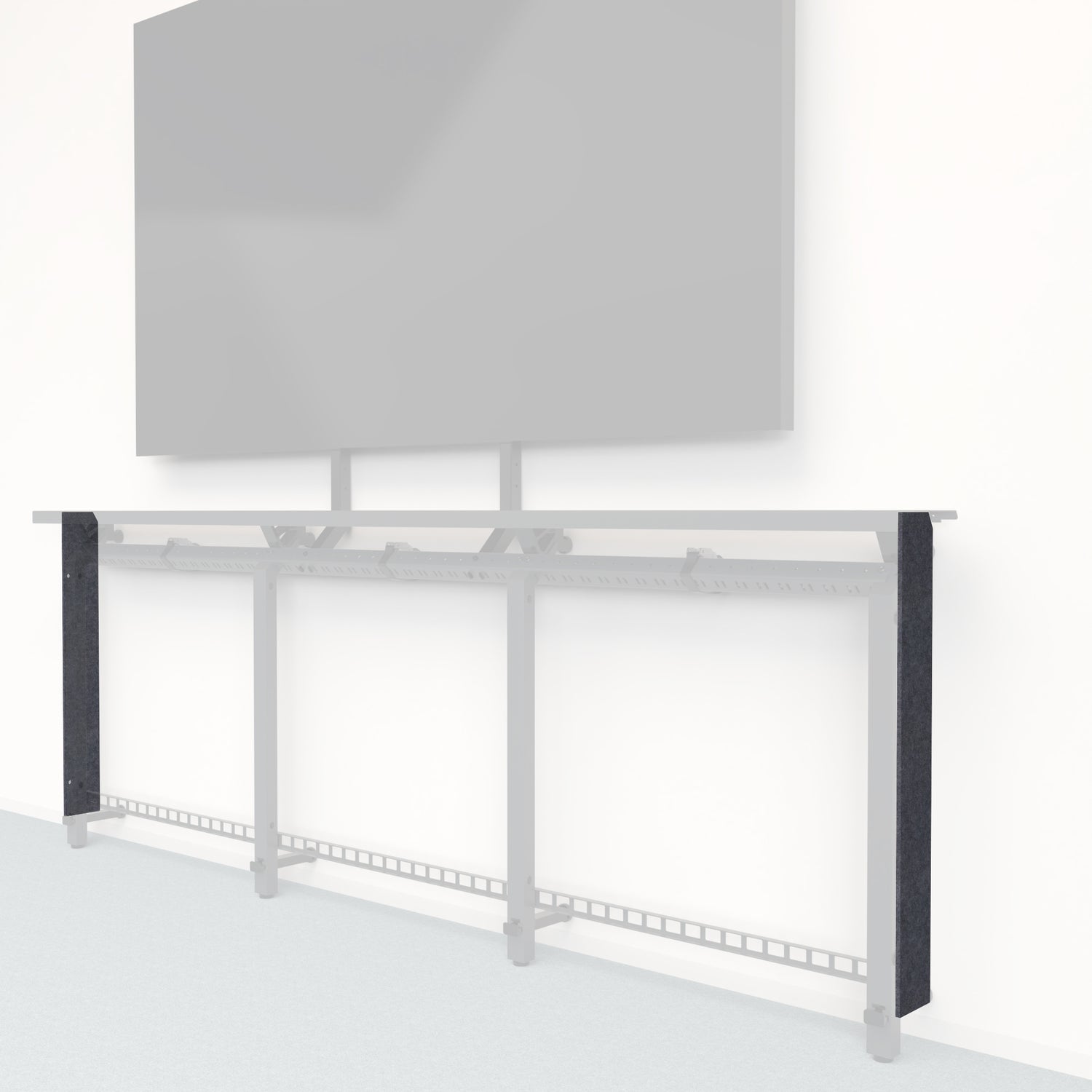 Heckler Framework Tall End Cap in Mineral Felt Right — modular mineral gray PET felt end panel for the Heckler Framework AV wall system.