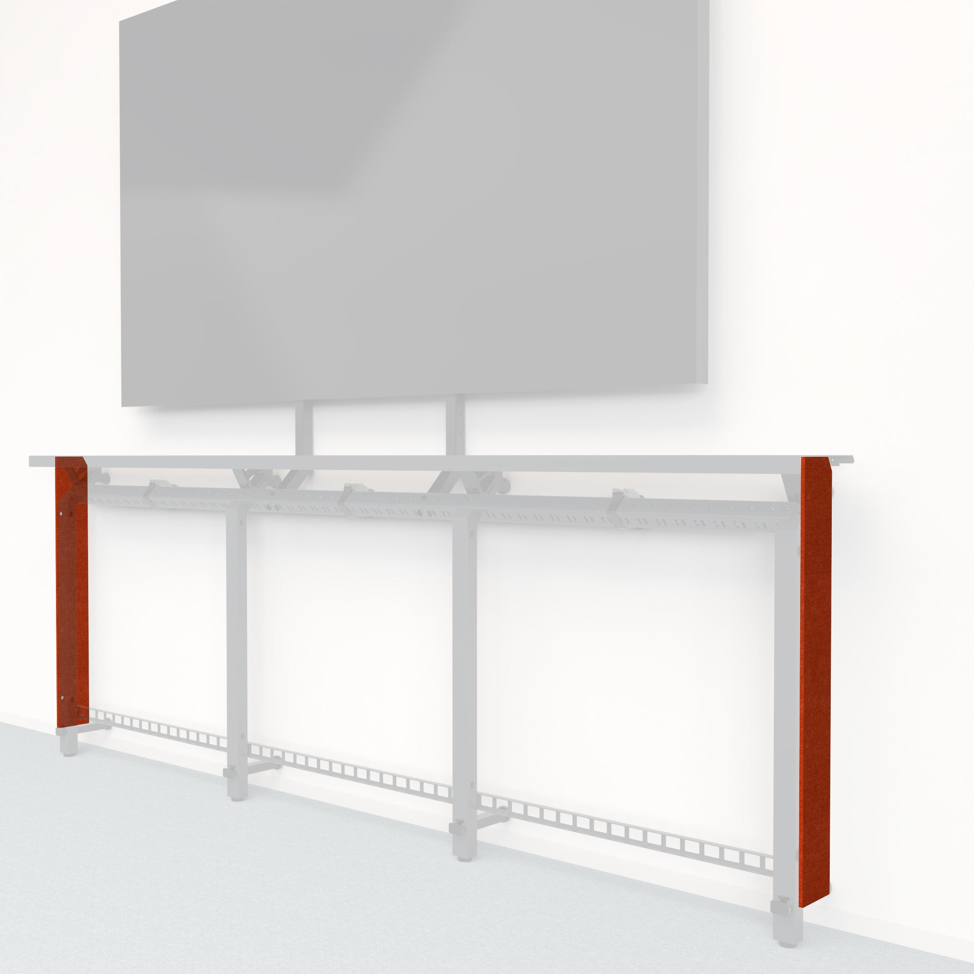 Heckler Framework Tall End Cap in Moab Felt Right — modular terracotta rust PET felt end panel for the Heckler Framework AV wall system.