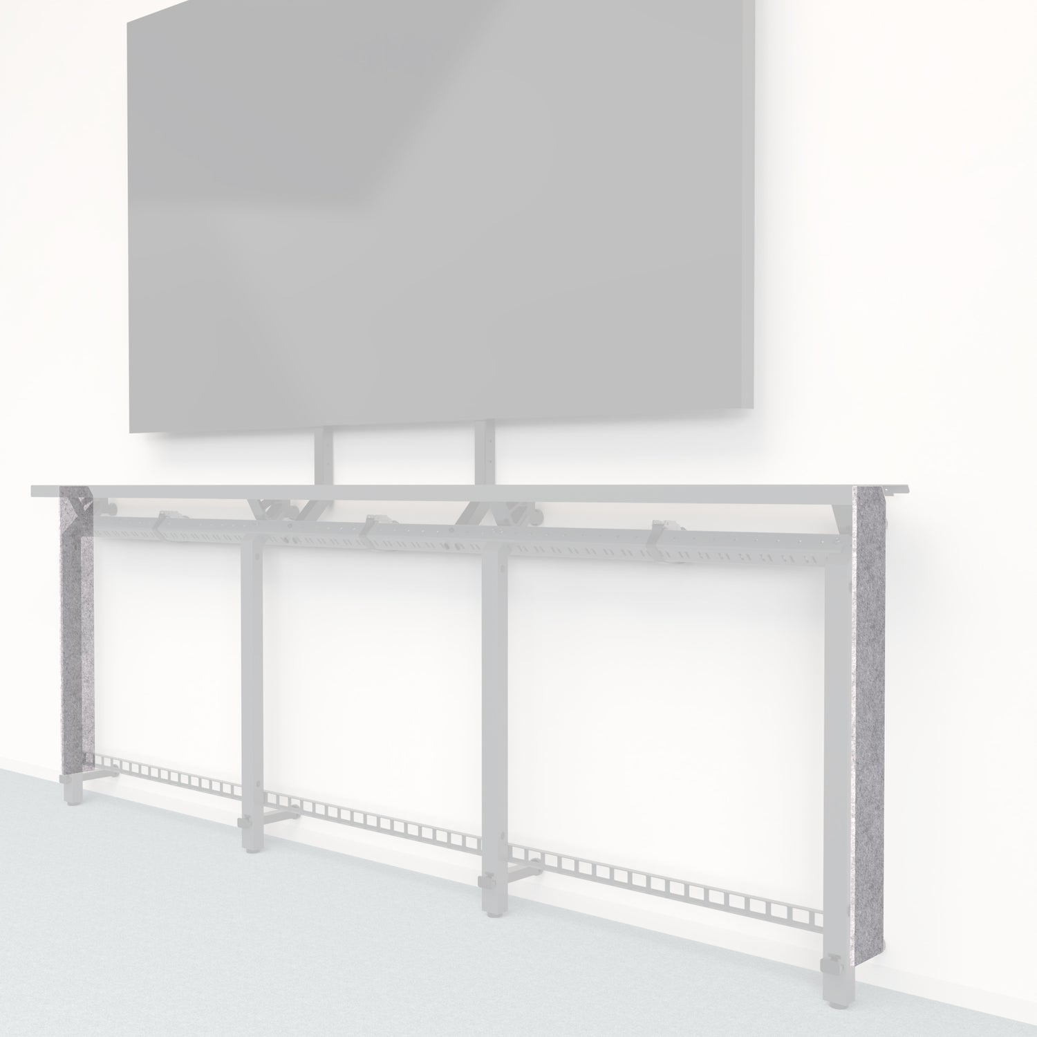 Heckler Framework Tall End Cap in Nickel Felt Right — modular nickel silver PET felt end panel for the Heckler Framework AV wall system.
