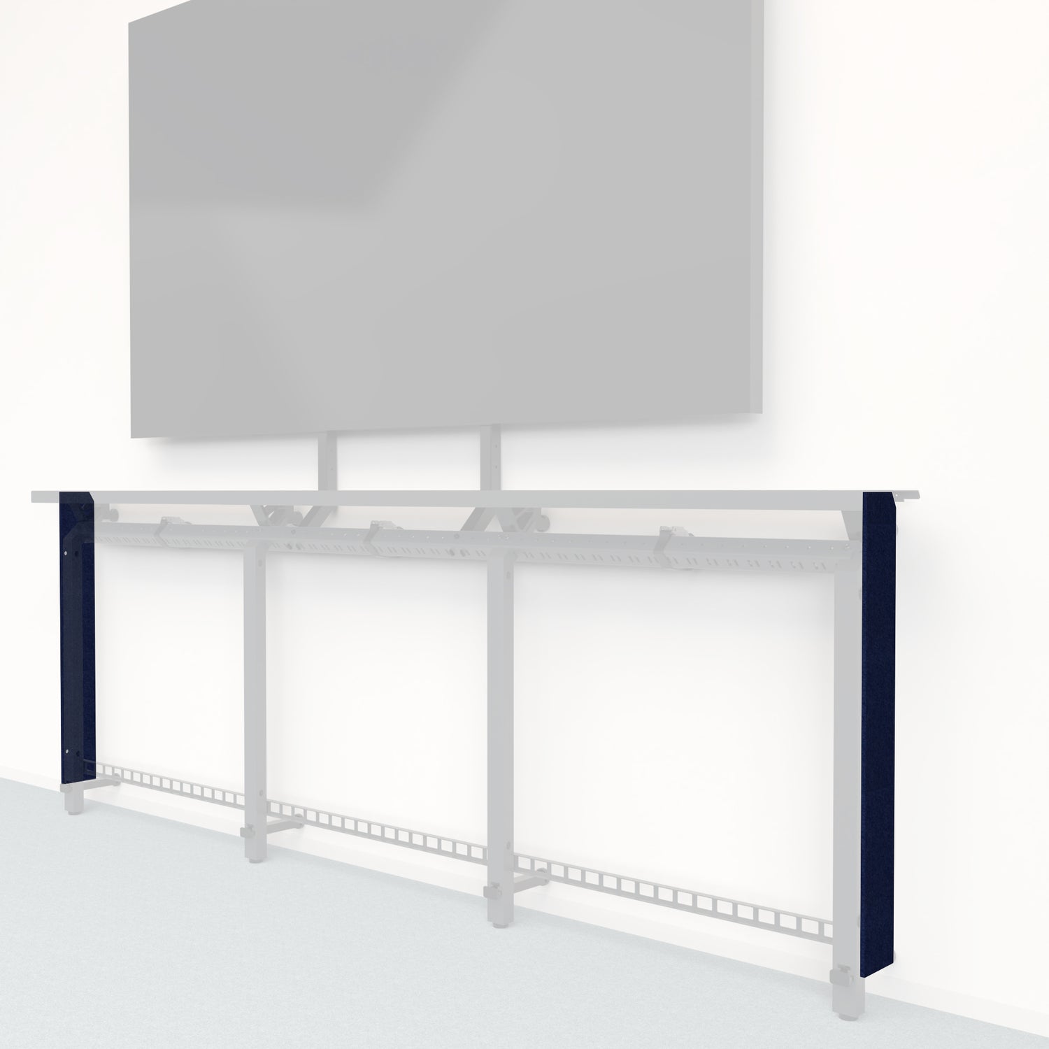 Heckler Framework Tall End Cap in Oxford Felt Right — modular oxford blue PET felt end panel for the Heckler Framework AV wall system.