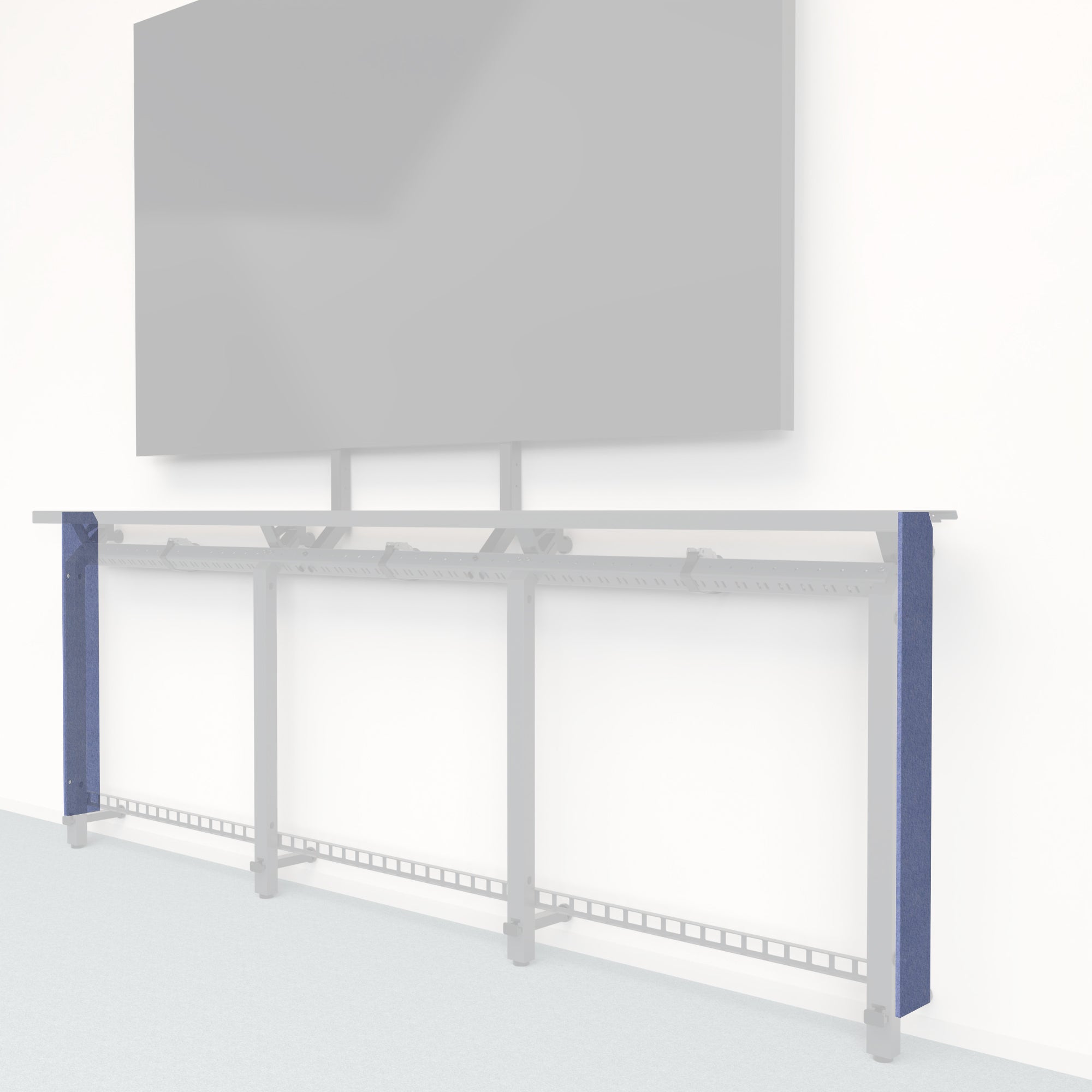 Heckler Framework Tall End Cap in Periwinkle Felt Right — modular periwinkle blue PET felt end panel for the Heckler Framework AV wall system.