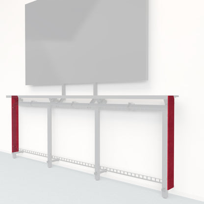 Heckler Framework Tall End Cap in Ruby Felt Right — modular ruby red PET felt end panel for the Heckler Framework AV wall system.