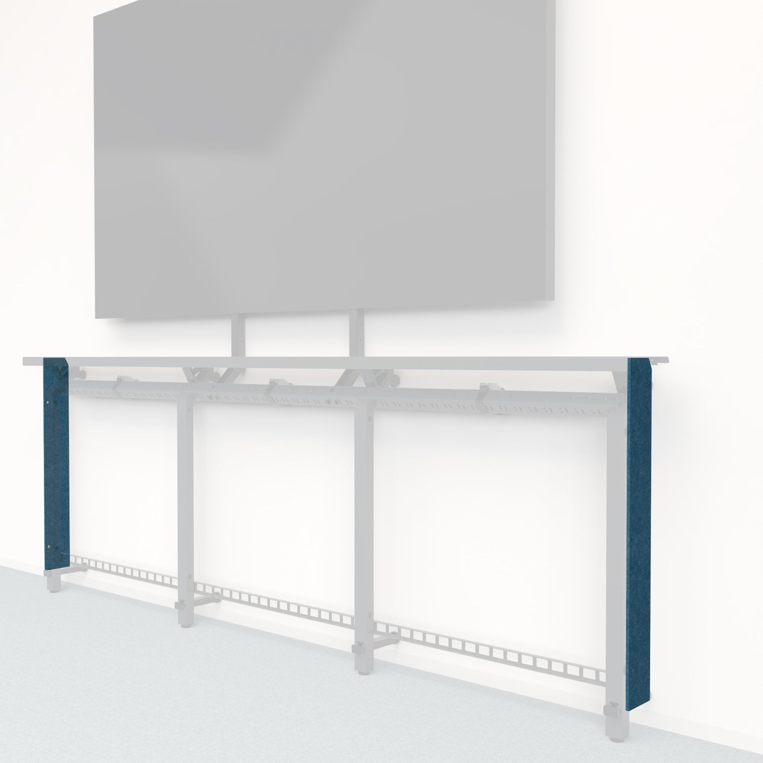 Heckler Framework Tall End Cap in Slate Blue Felt Right — modular slate blue PET felt end panel for the Heckler Framework AV wall system.